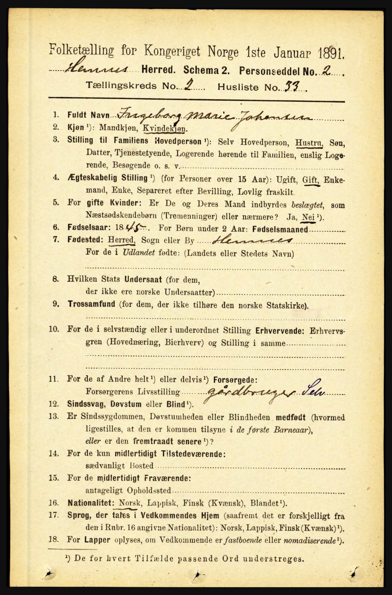 RA, 1891 census for 1832 Hemnes, 1891, p. 1467