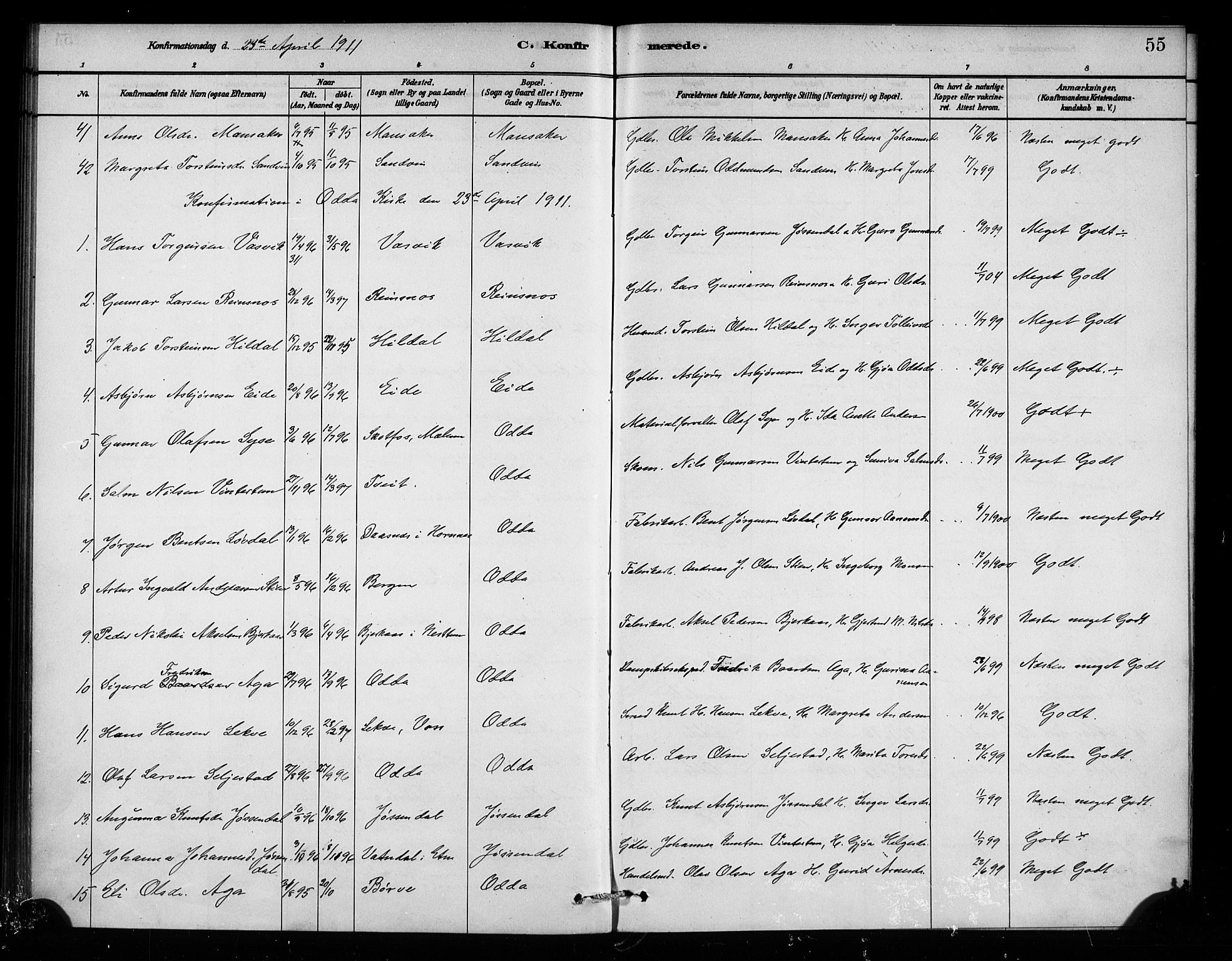 Odda Sokneprestembete, AV/SAB-A-77201/H/Haa: Parish register (official) no. A 2, 1880-1915, p. 55