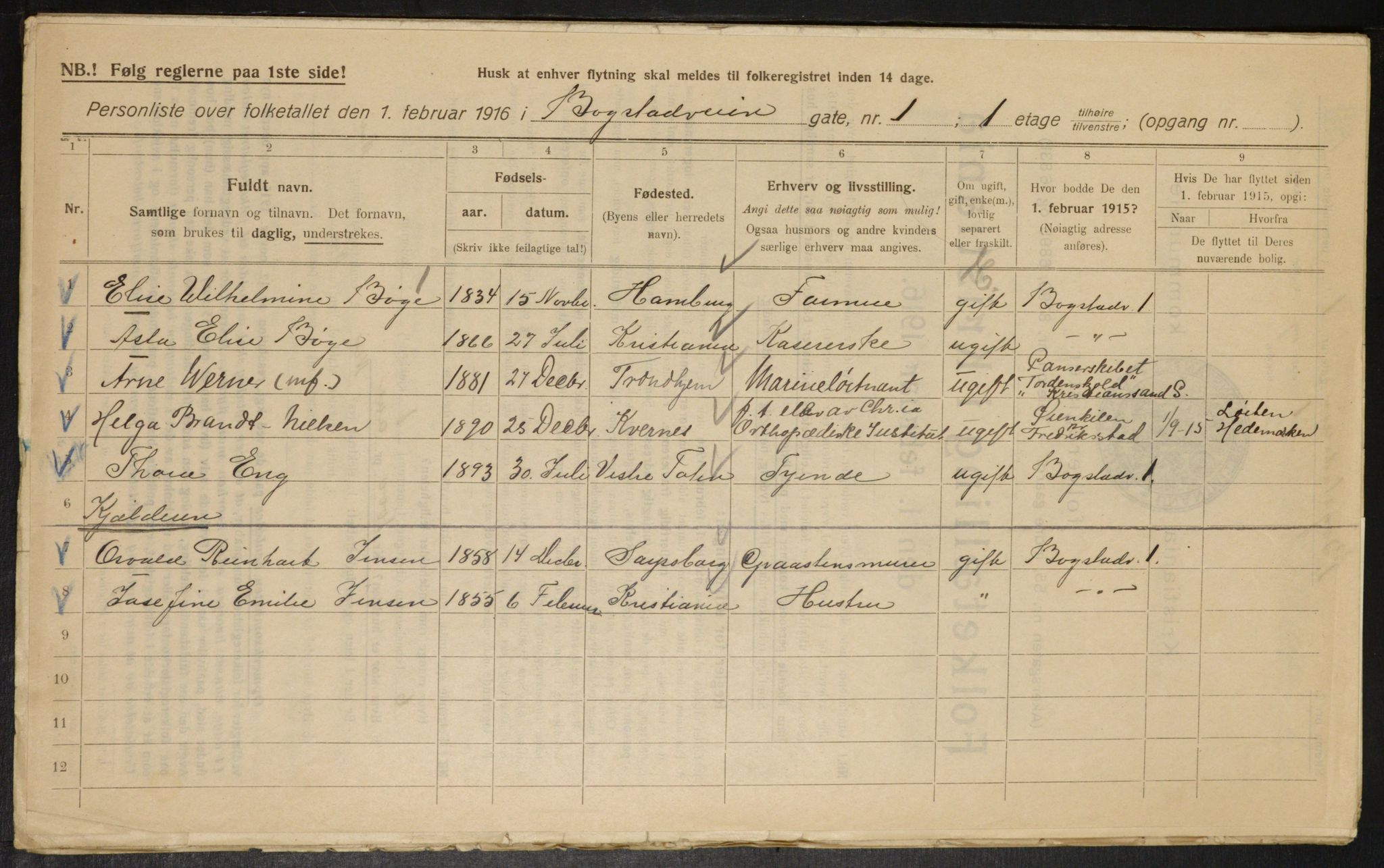 OBA, Municipal Census 1916 for Kristiania, 1916, p. 6869