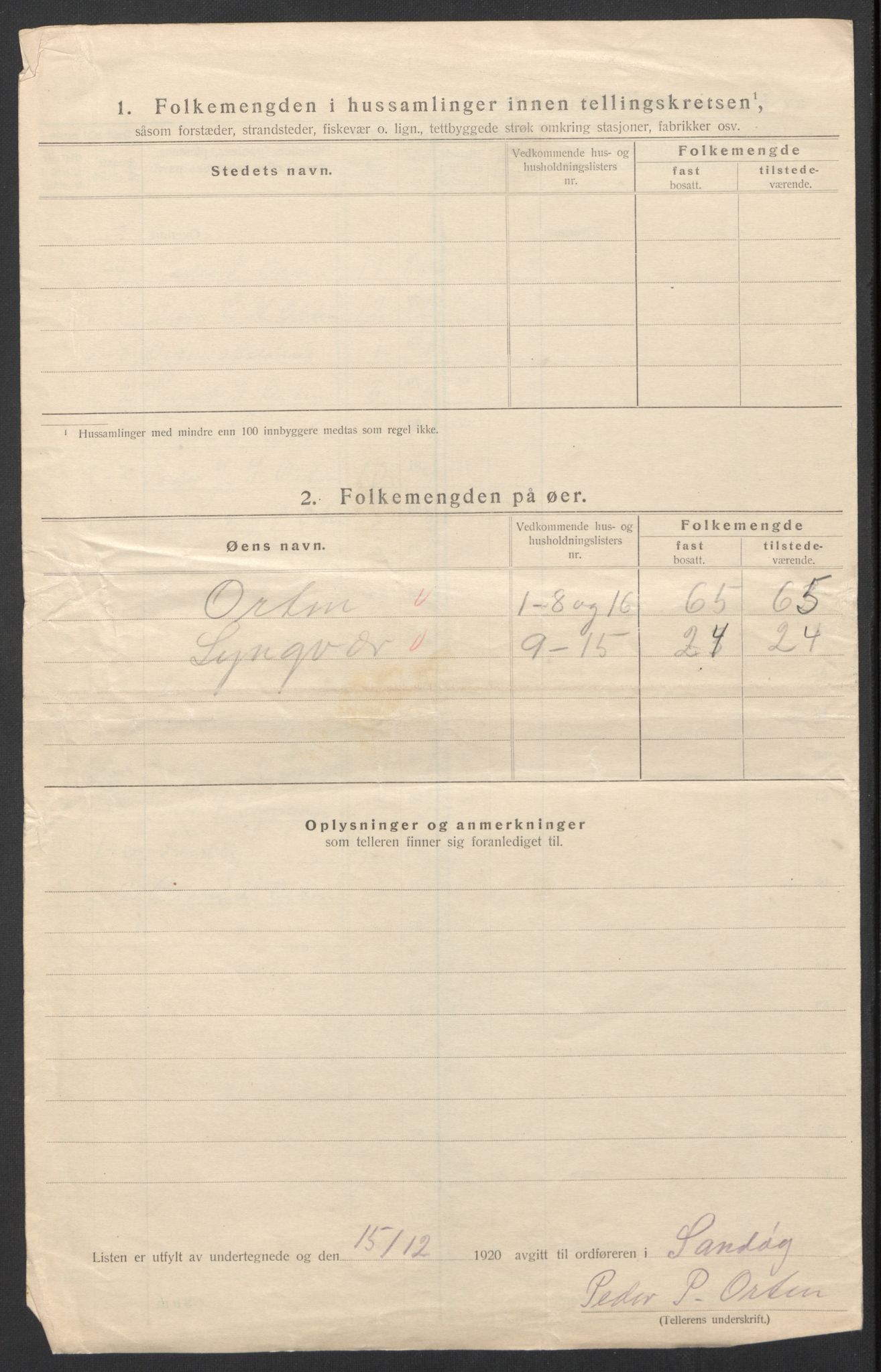 SAT, 1920 census for Sandøy, 1920, p. 26