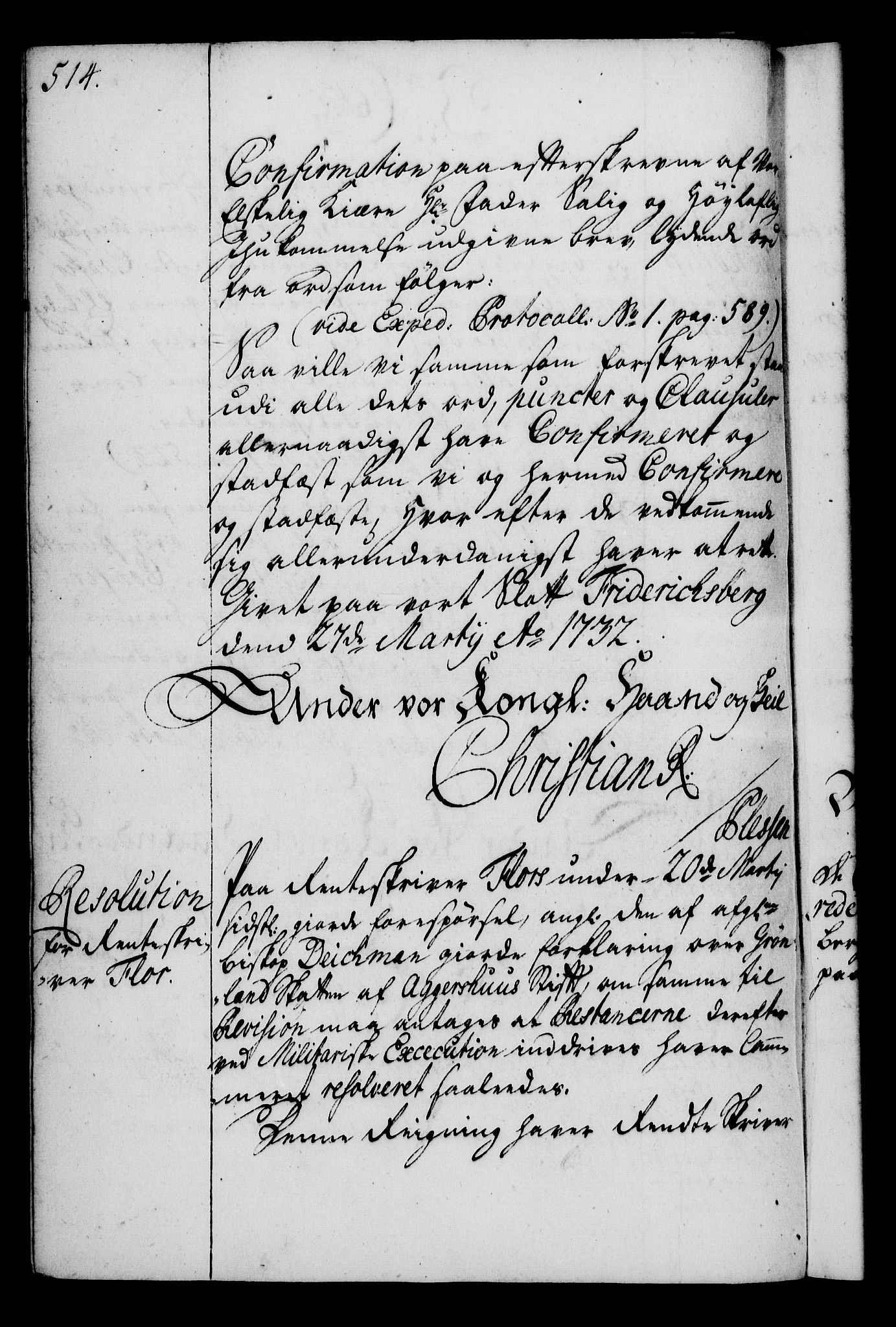 Rentekammeret, Kammerkanselliet, RA/EA-3111/G/Gg/Gga/L0003: Norsk ekspedisjonsprotokoll med register (merket RK 53.3), 1727-1734, p. 514