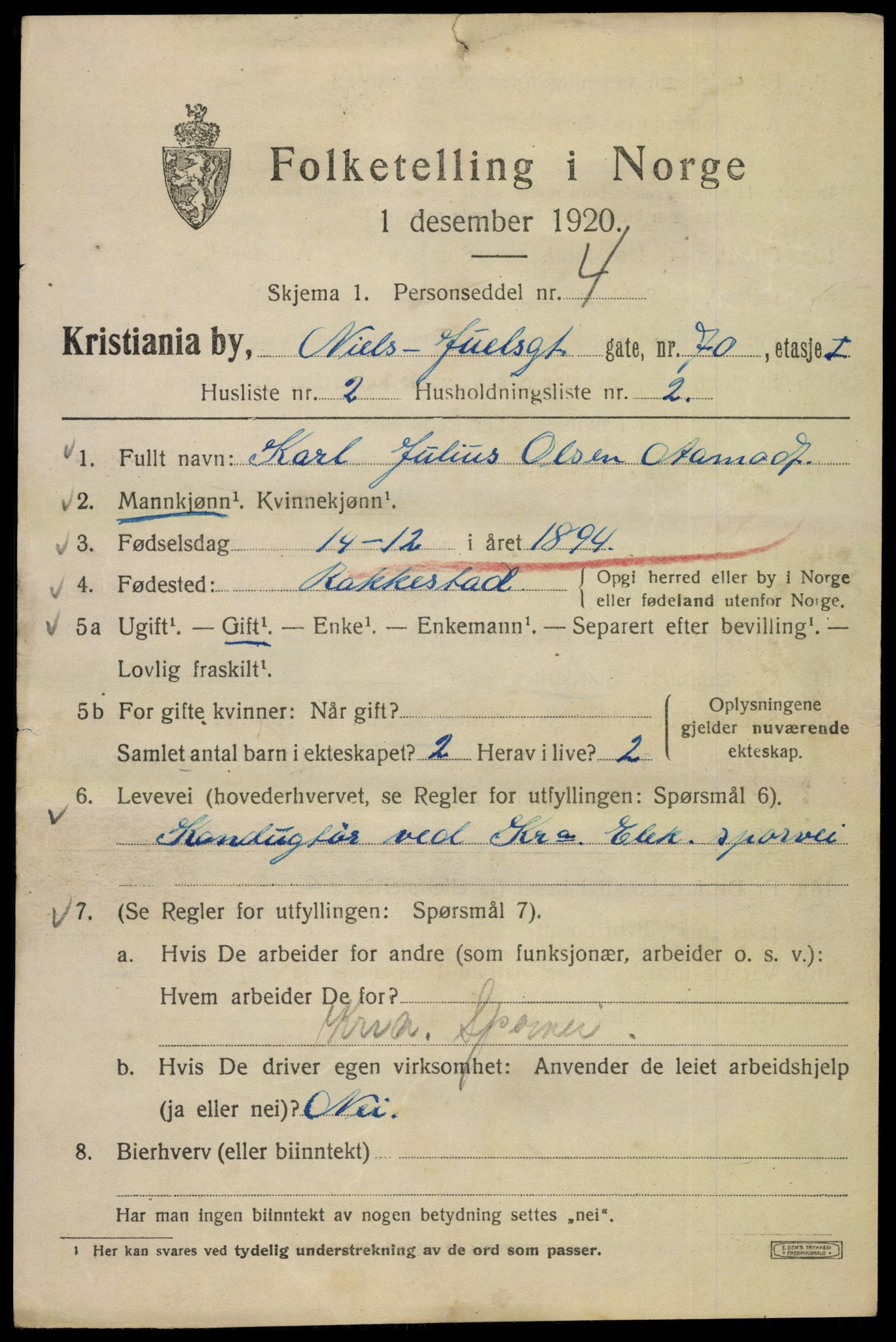 SAO, 1920 census for Kristiania, 1920, p. 417091