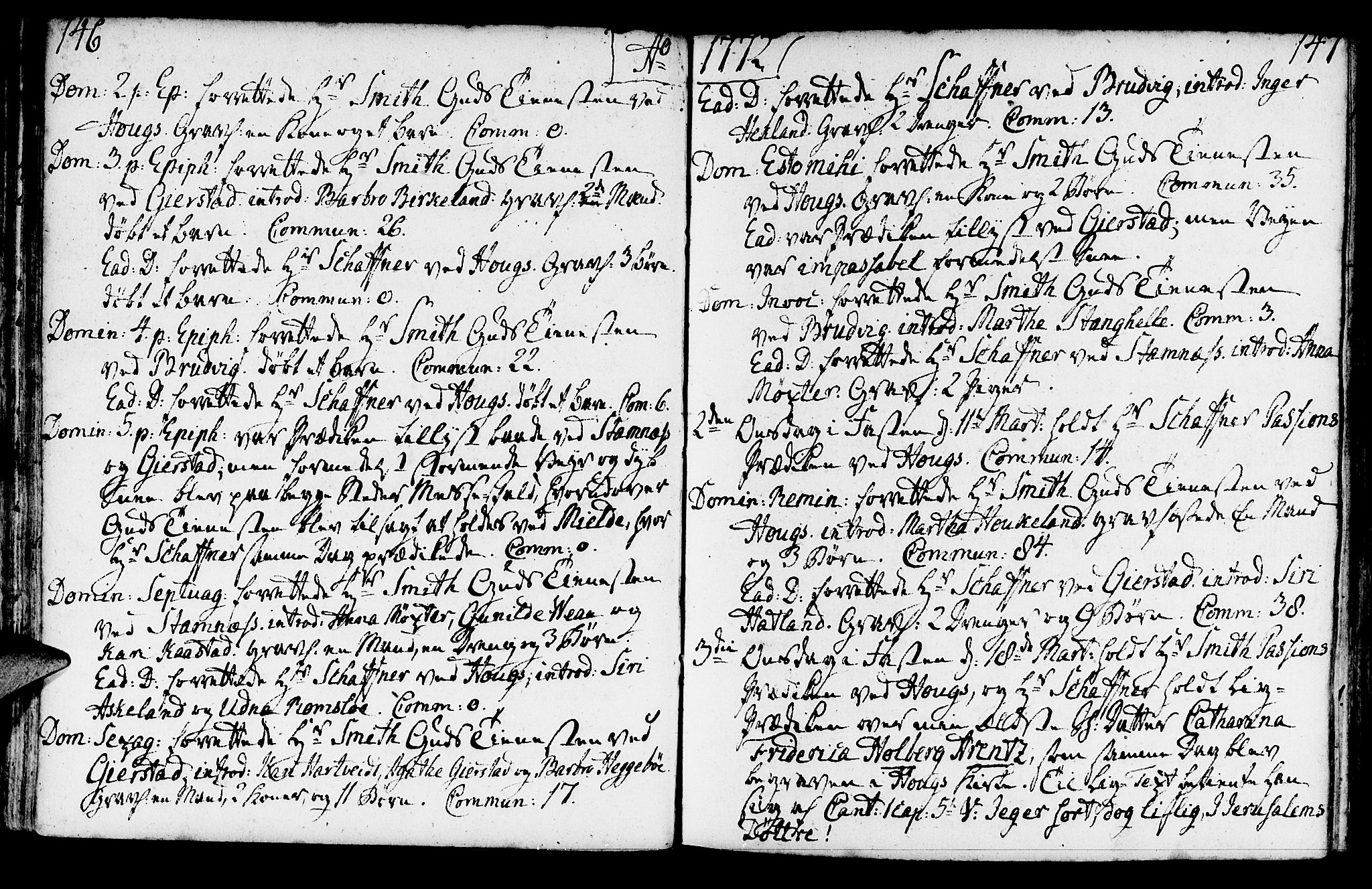 Haus sokneprestembete, AV/SAB-A-75601/H/Haa: Parish register (official) no. A 9, 1767-1781, p. 146-147