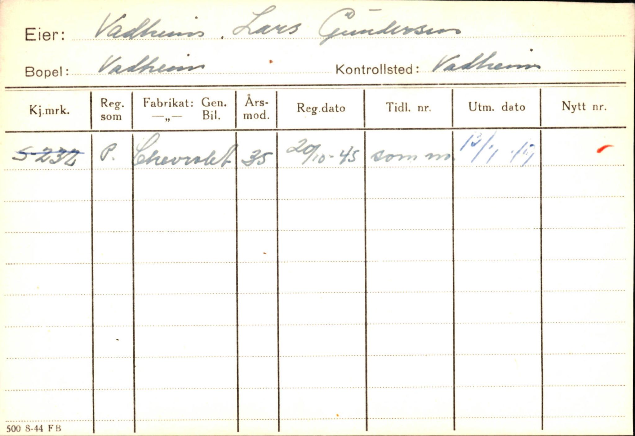 Statens vegvesen, Sogn og Fjordane vegkontor, SAB/A-5301/4/F/L0131: Eigarregister Høyanger P-Å. Stryn S-Å, 1945-1975, p. 747