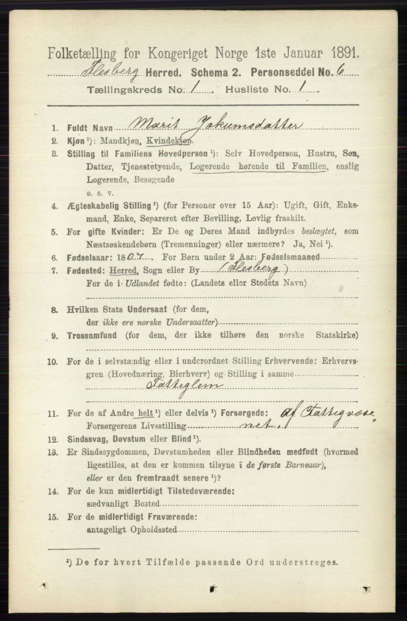 RA, 1891 census for 0631 Flesberg, 1891, p. 78