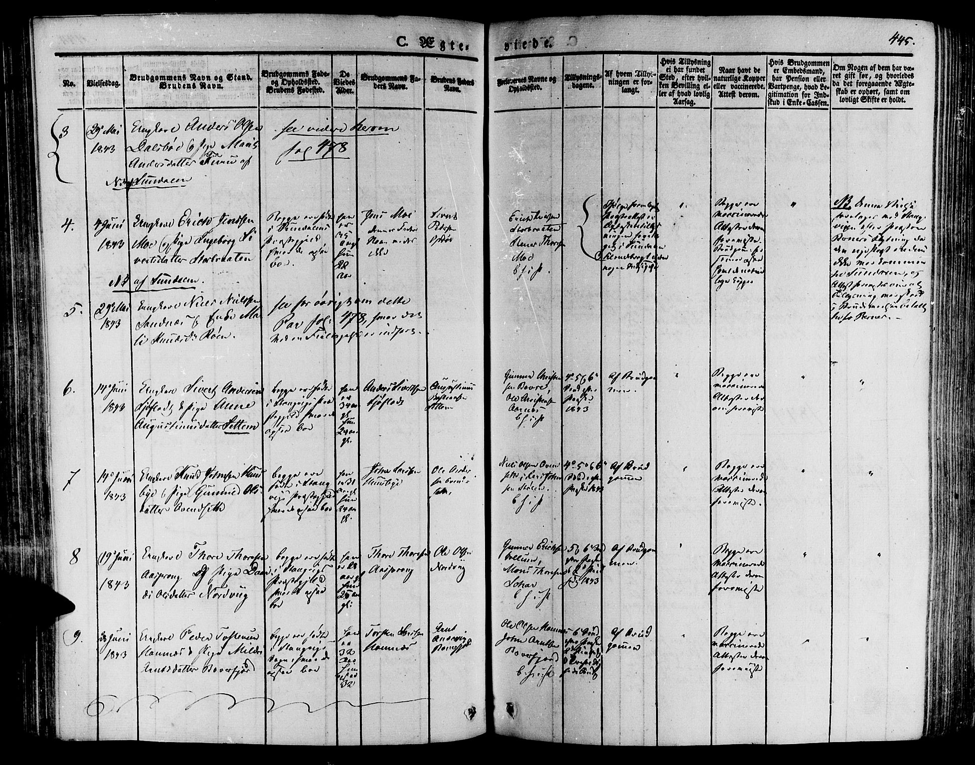 Ministerialprotokoller, klokkerbøker og fødselsregistre - Møre og Romsdal, SAT/A-1454/592/L1024: Parish register (official) no. 592A03 /1, 1831-1849, p. 445