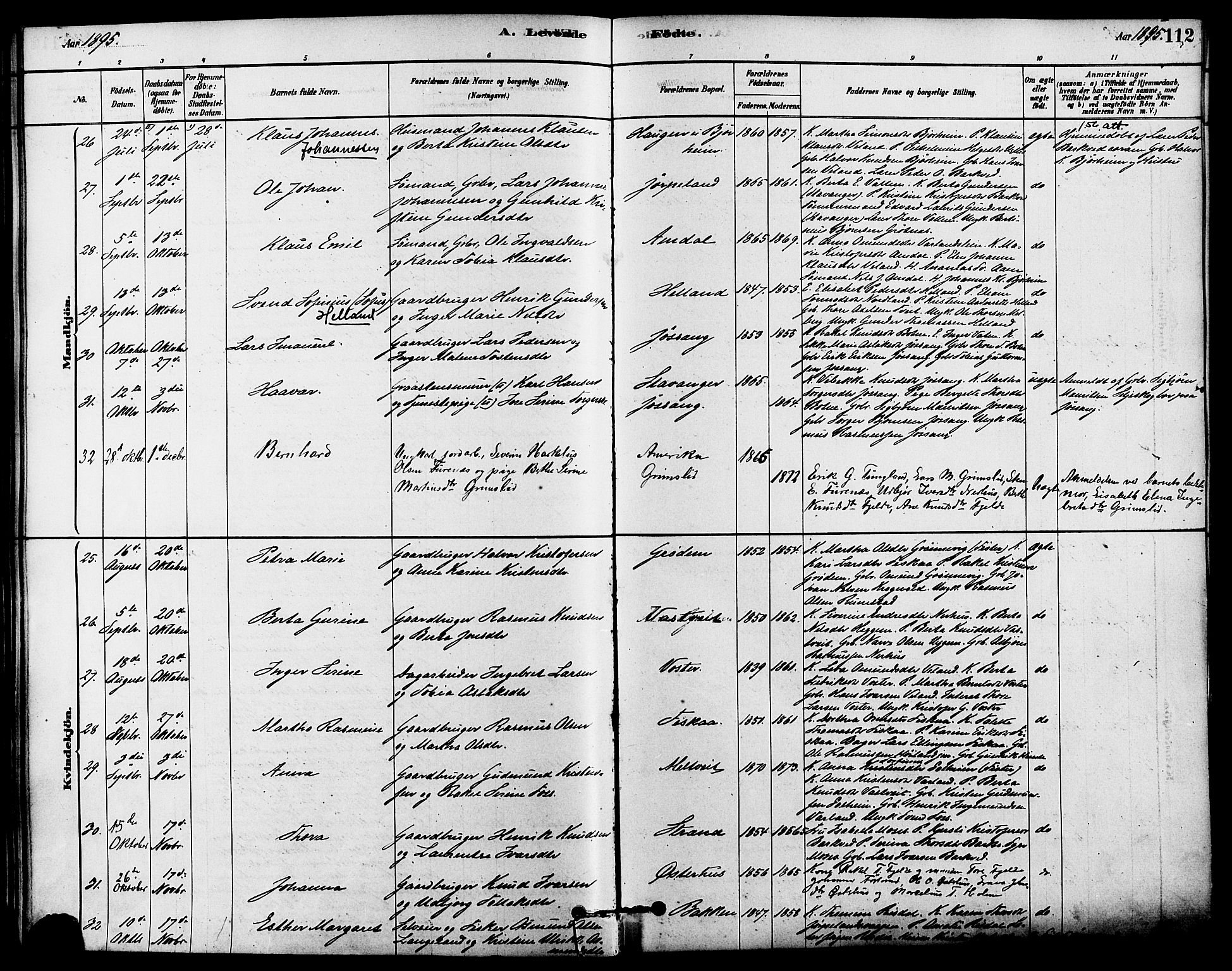 Strand sokneprestkontor, AV/SAST-A-101828/H/Ha/Haa/L0009: Parish register (official) no. A 9, 1877-1908, p. 112