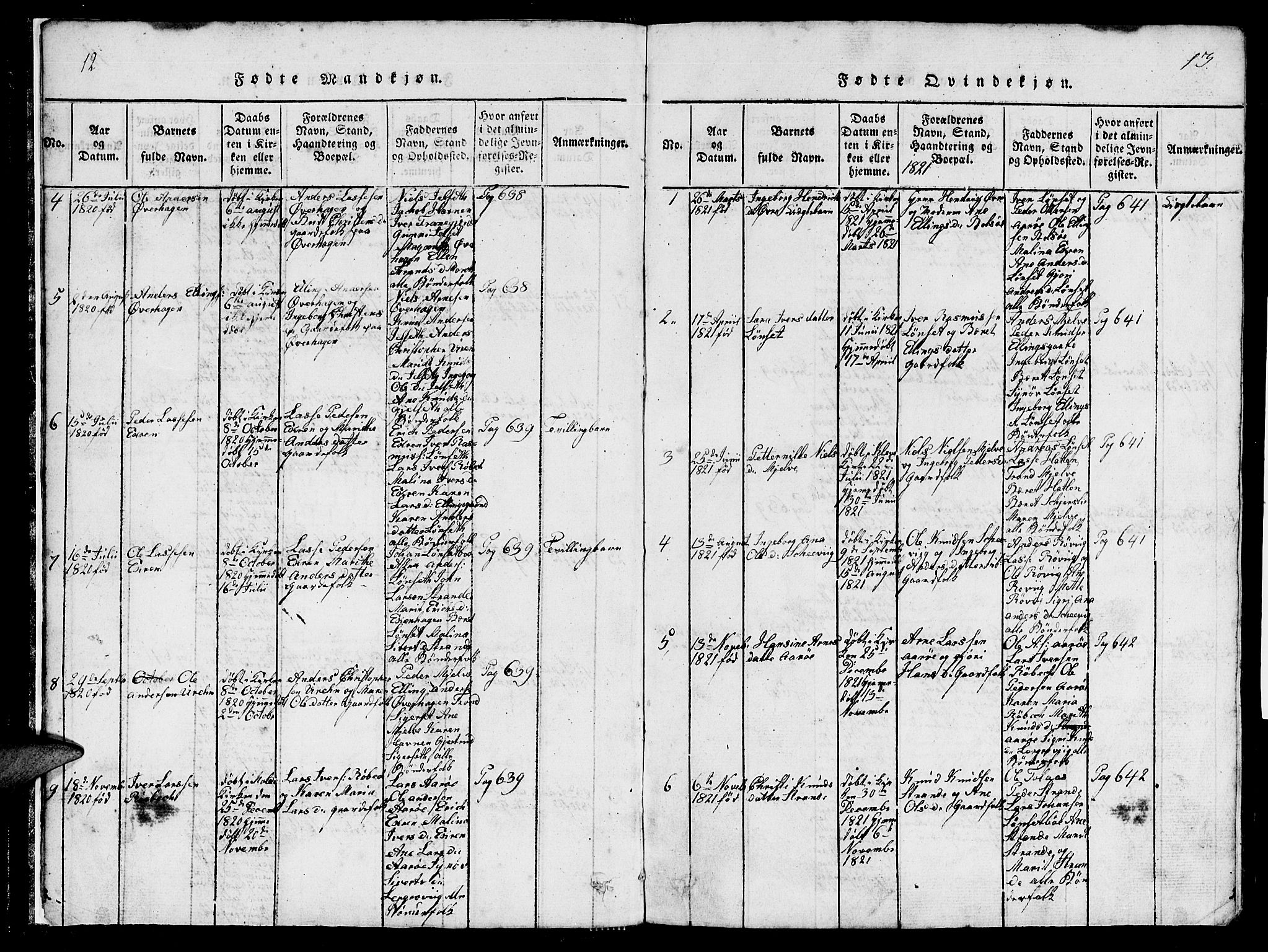 Ministerialprotokoller, klokkerbøker og fødselsregistre - Møre og Romsdal, SAT/A-1454/555/L0665: Parish register (copy) no. 555C01, 1818-1868, p. 12-13