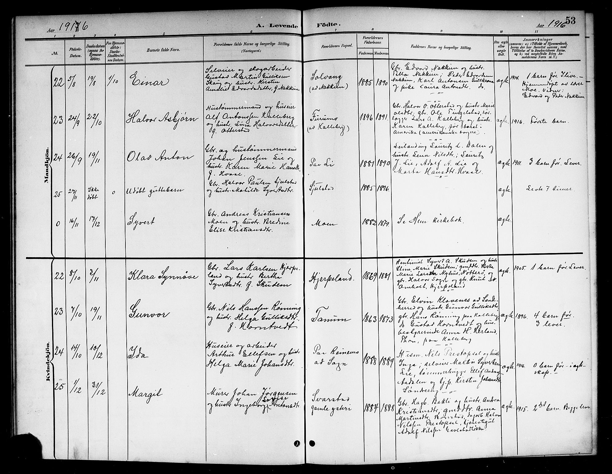 Lardal kirkebøker, SAKO/A-350/G/Ga/L0002: Parish register (copy) no. I 2, 1901-1916, p. 53