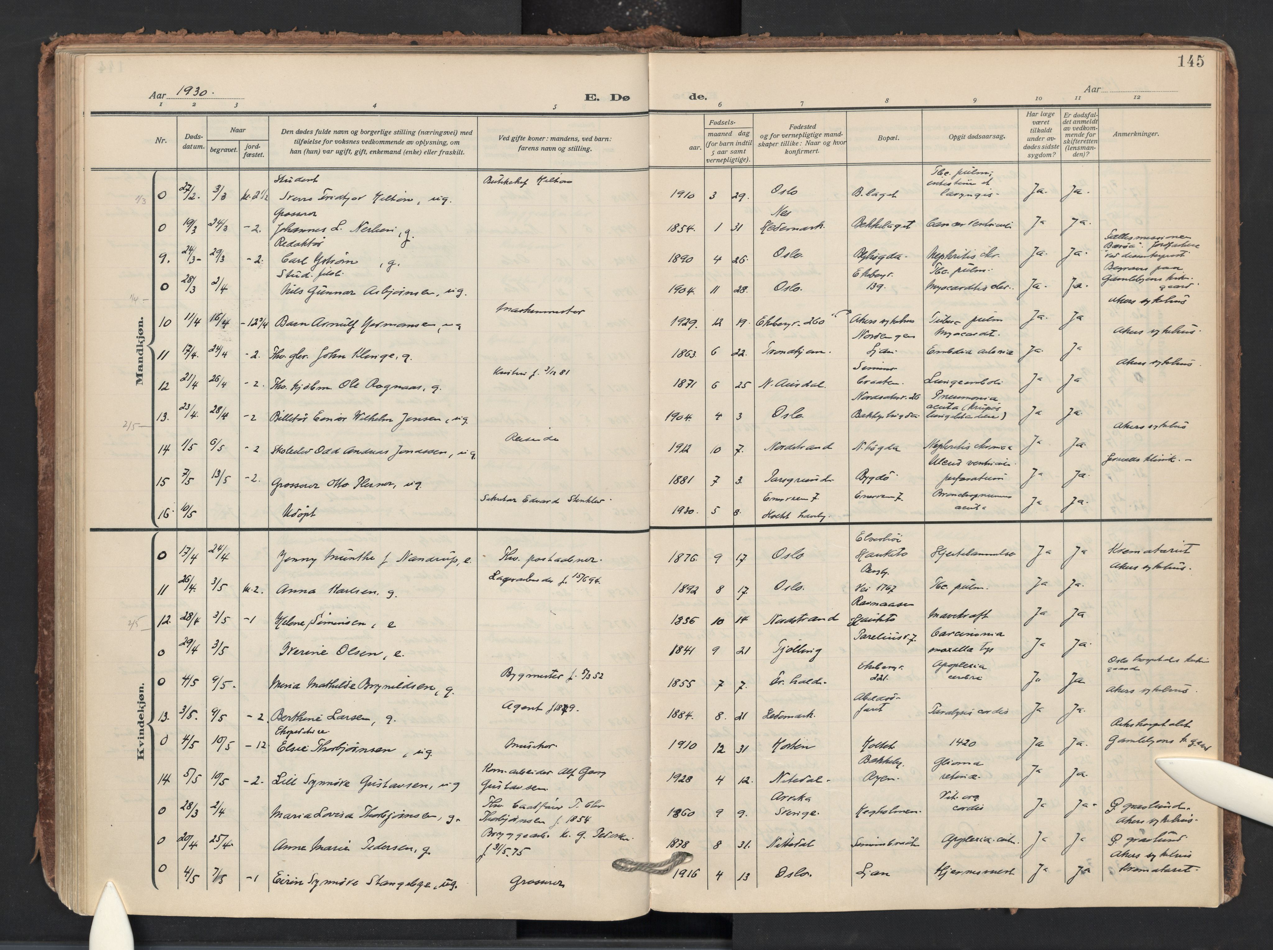 Nordstrand prestekontor Kirkebøker, AV/SAO-A-10362a/F/Fa/L0003: Parish register (official) no. 3, 1914-1932, p. 145