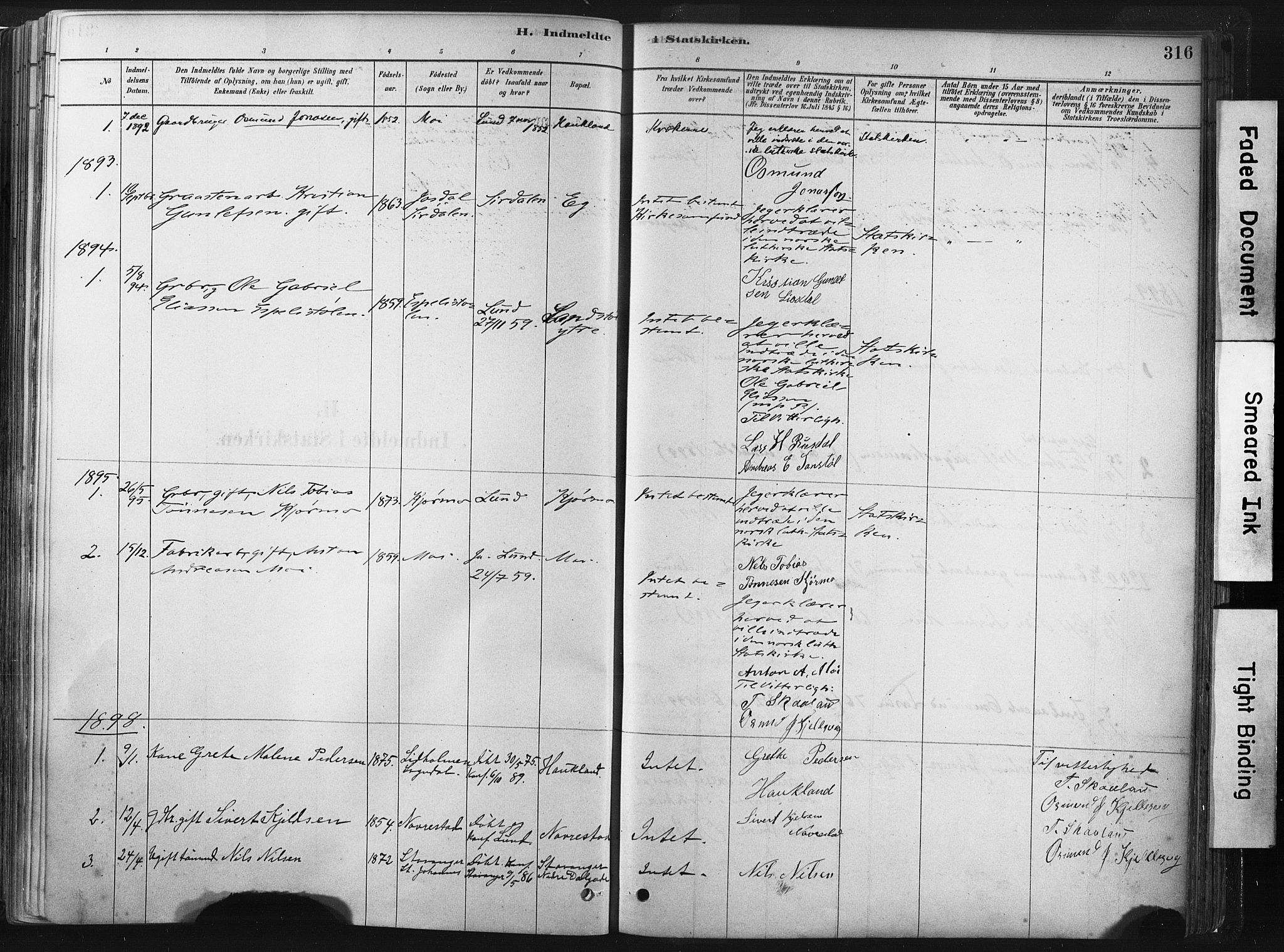 Lund sokneprestkontor, SAST/A-101809/S06/L0011: Parish register (official) no. A 10, 1877-1904, p. 316