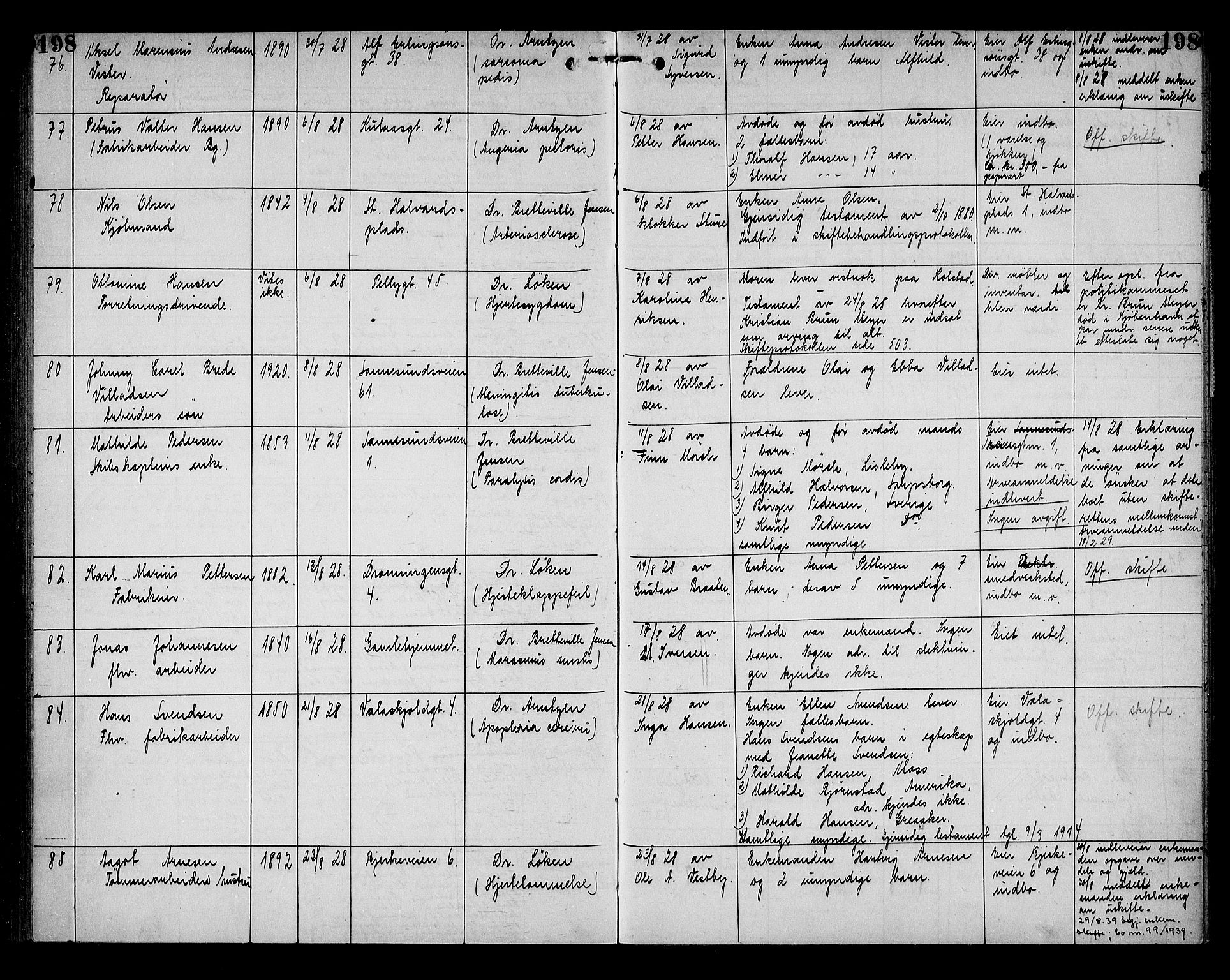 Sarpsborg byfogd, AV/SAO-A-10864/H/Ha/Haa/L0003: Dødsfallsprotokoll, 1915-1930, p. 198