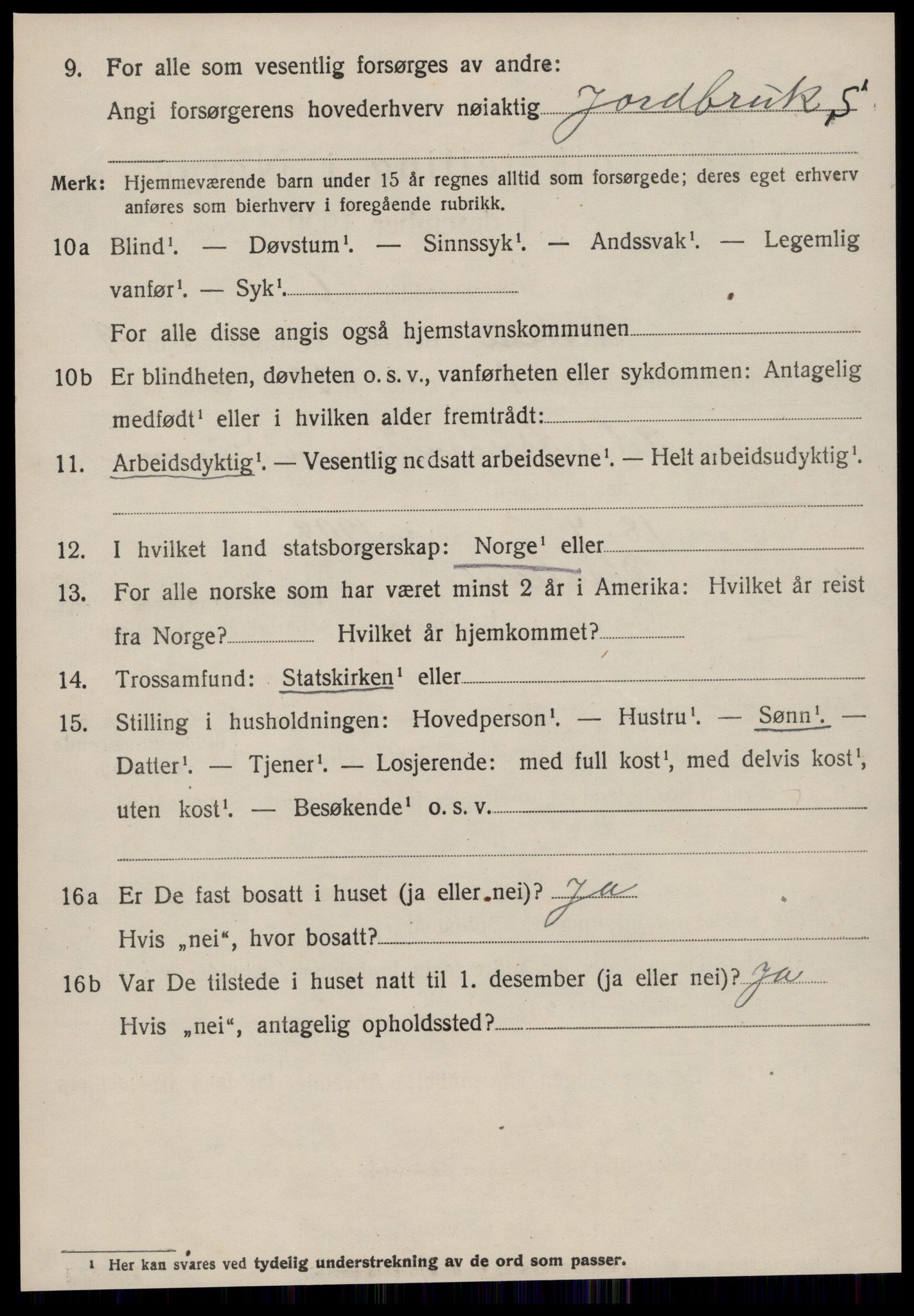 SAT, 1920 census for Ulstein, 1920, p. 4997