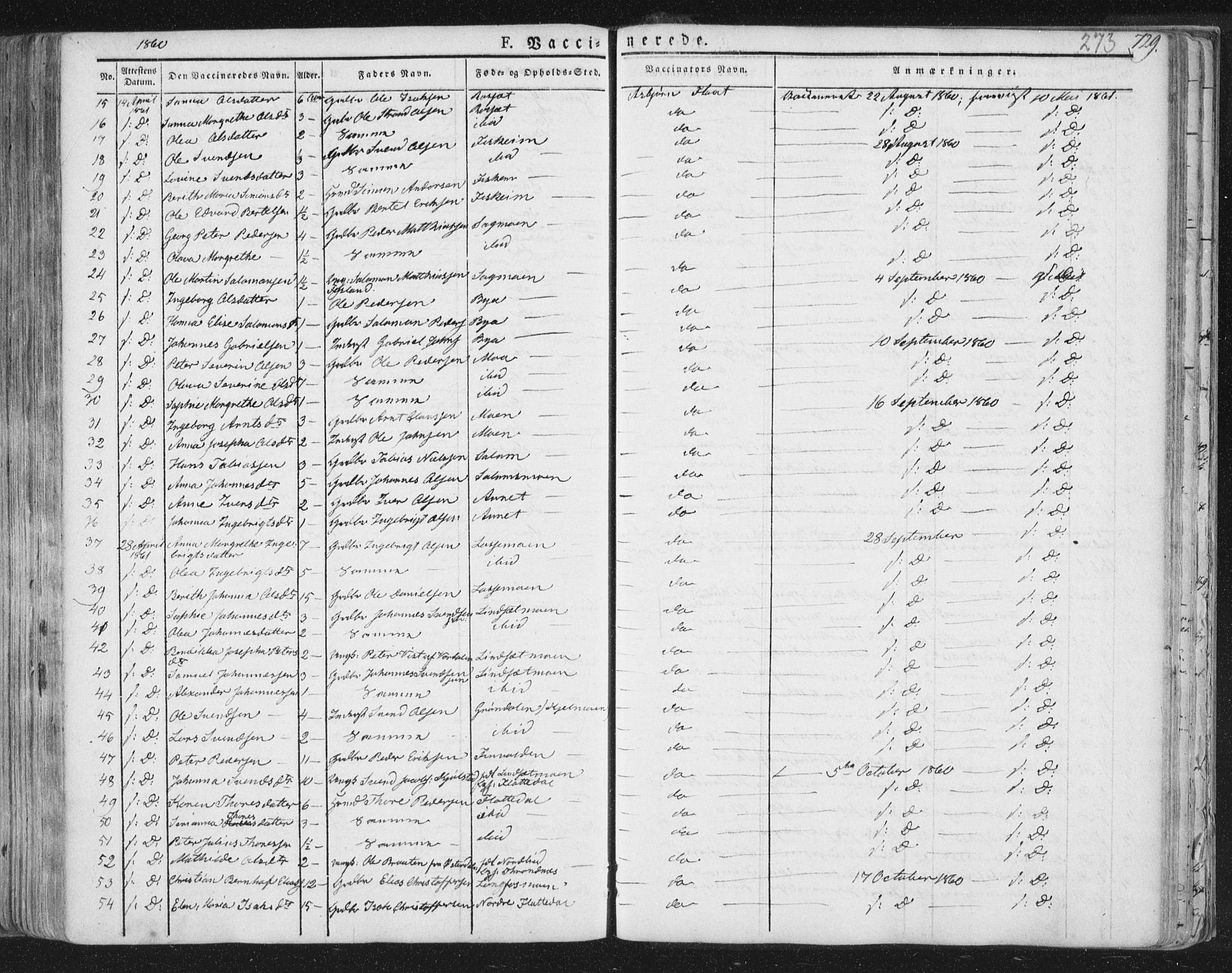 Ministerialprotokoller, klokkerbøker og fødselsregistre - Nord-Trøndelag, AV/SAT-A-1458/758/L0513: Parish register (official) no. 758A02 /1, 1839-1868, p. 273