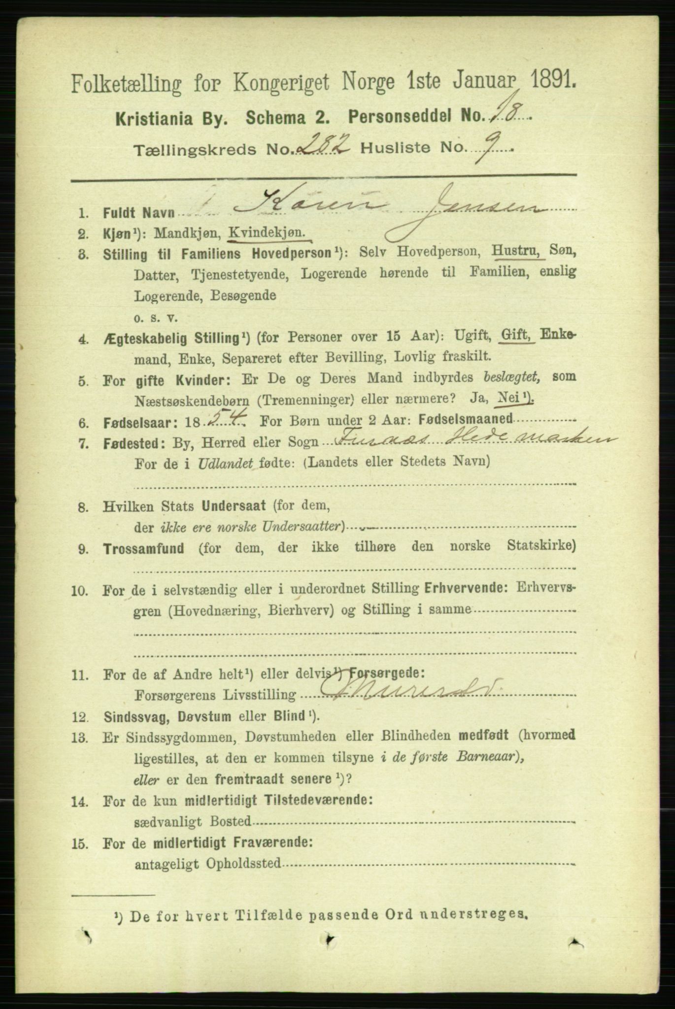 RA, 1891 census for 0301 Kristiania, 1891, p. 171862