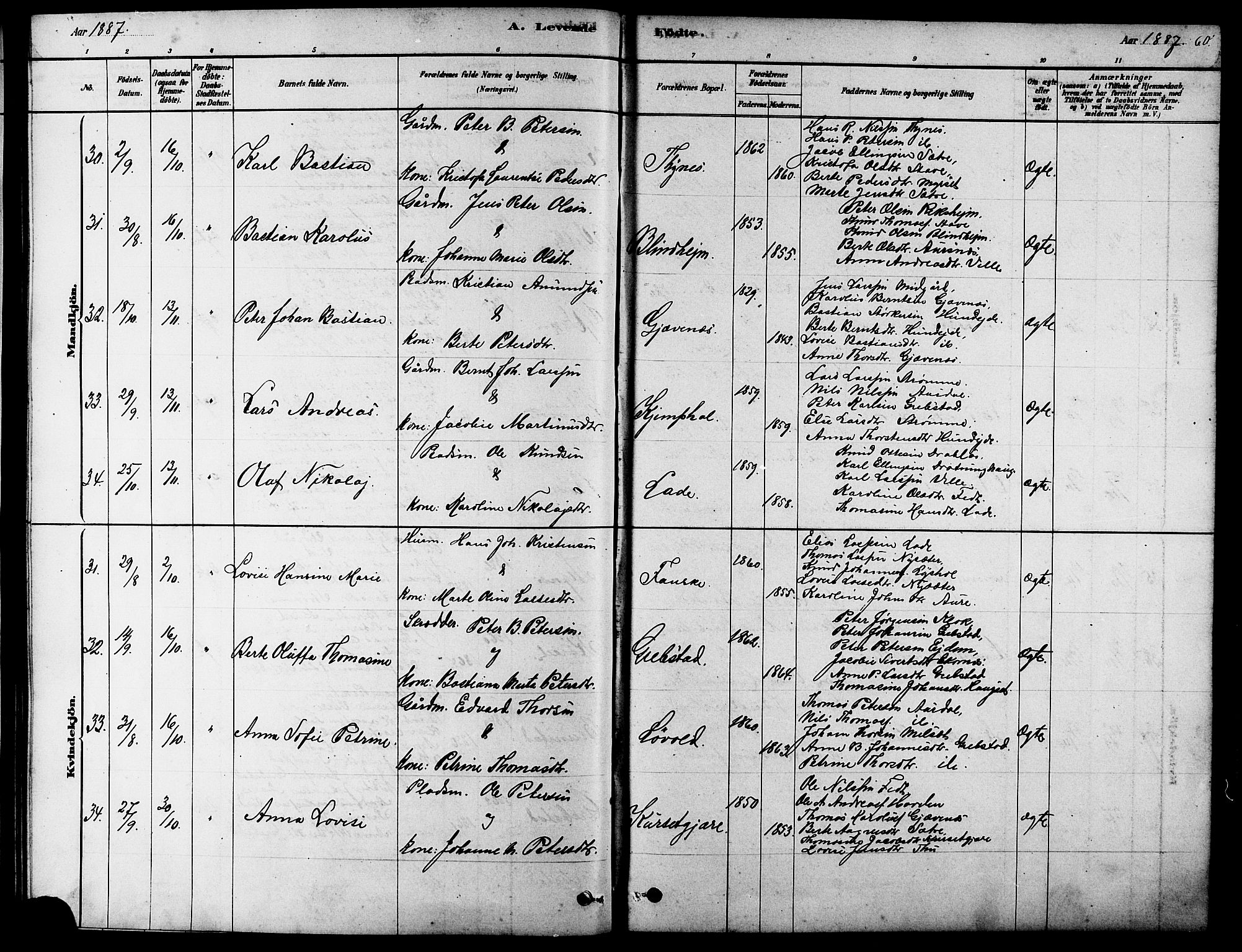 Ministerialprotokoller, klokkerbøker og fødselsregistre - Møre og Romsdal, AV/SAT-A-1454/523/L0339: Parish register (copy) no. 523C02, 1878-1891, p. 60