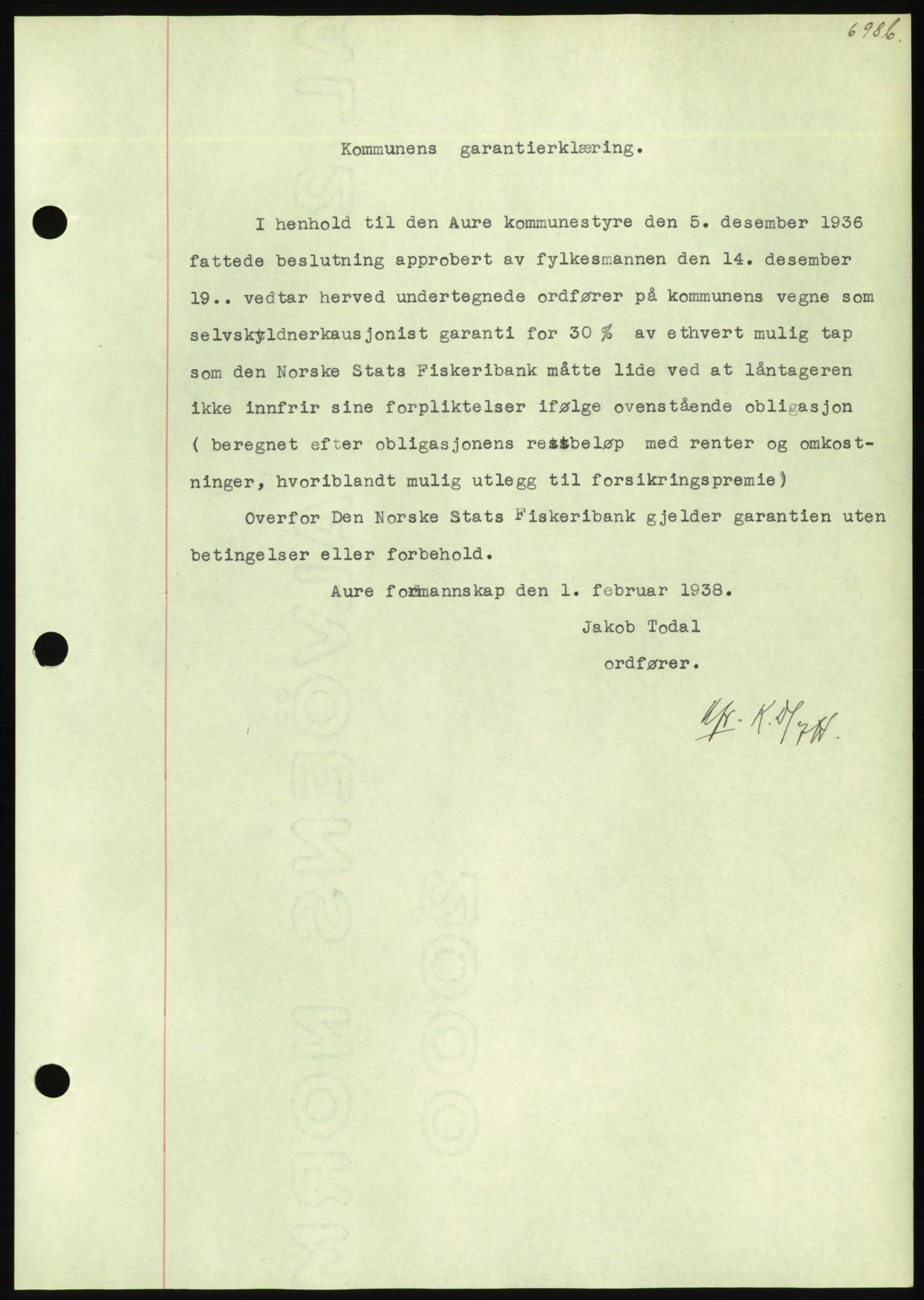 Nordmøre sorenskriveri, AV/SAT-A-4132/1/2/2Ca/L0092: Mortgage book no. B82, 1937-1938, Diary no: : 319/1938