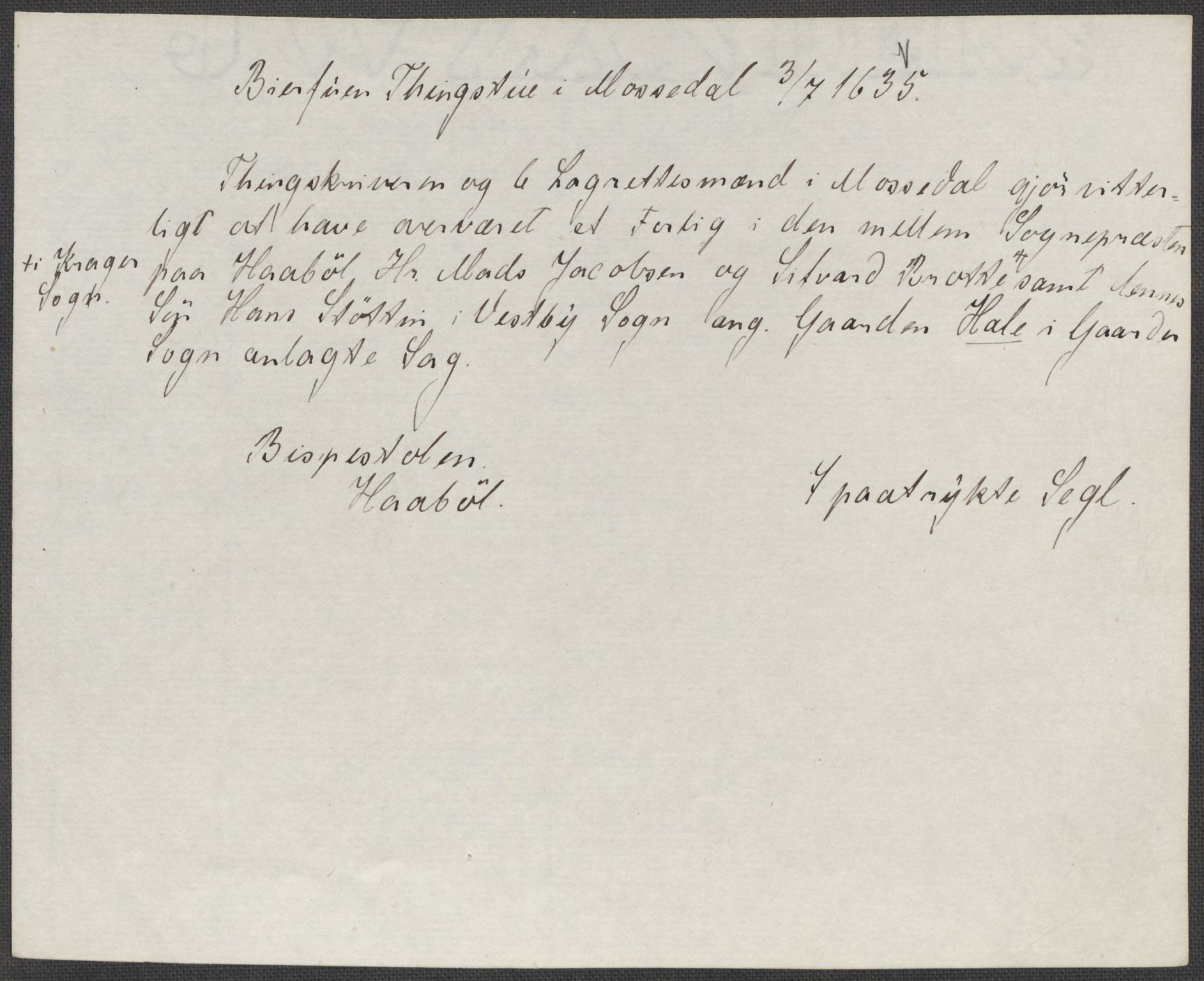 Riksarkivets diplomsamling, RA/EA-5965/F15/L0005: Prestearkiv - Østfold, 1572-1830, p. 258