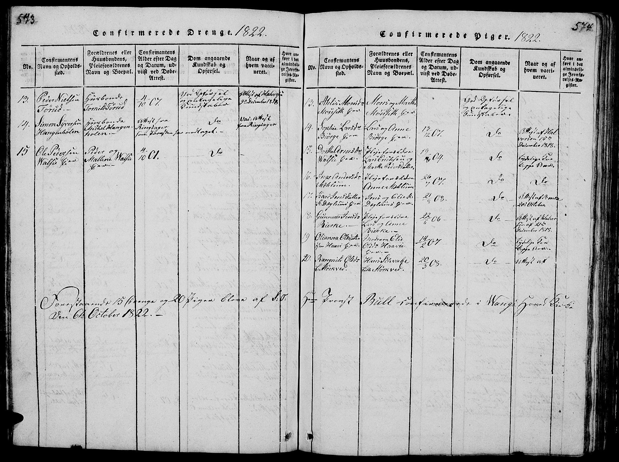Vang prestekontor, Hedmark, SAH/PREST-008/H/Ha/Hab/L0005: Parish register (copy) no. 5, 1815-1836, p. 573-574