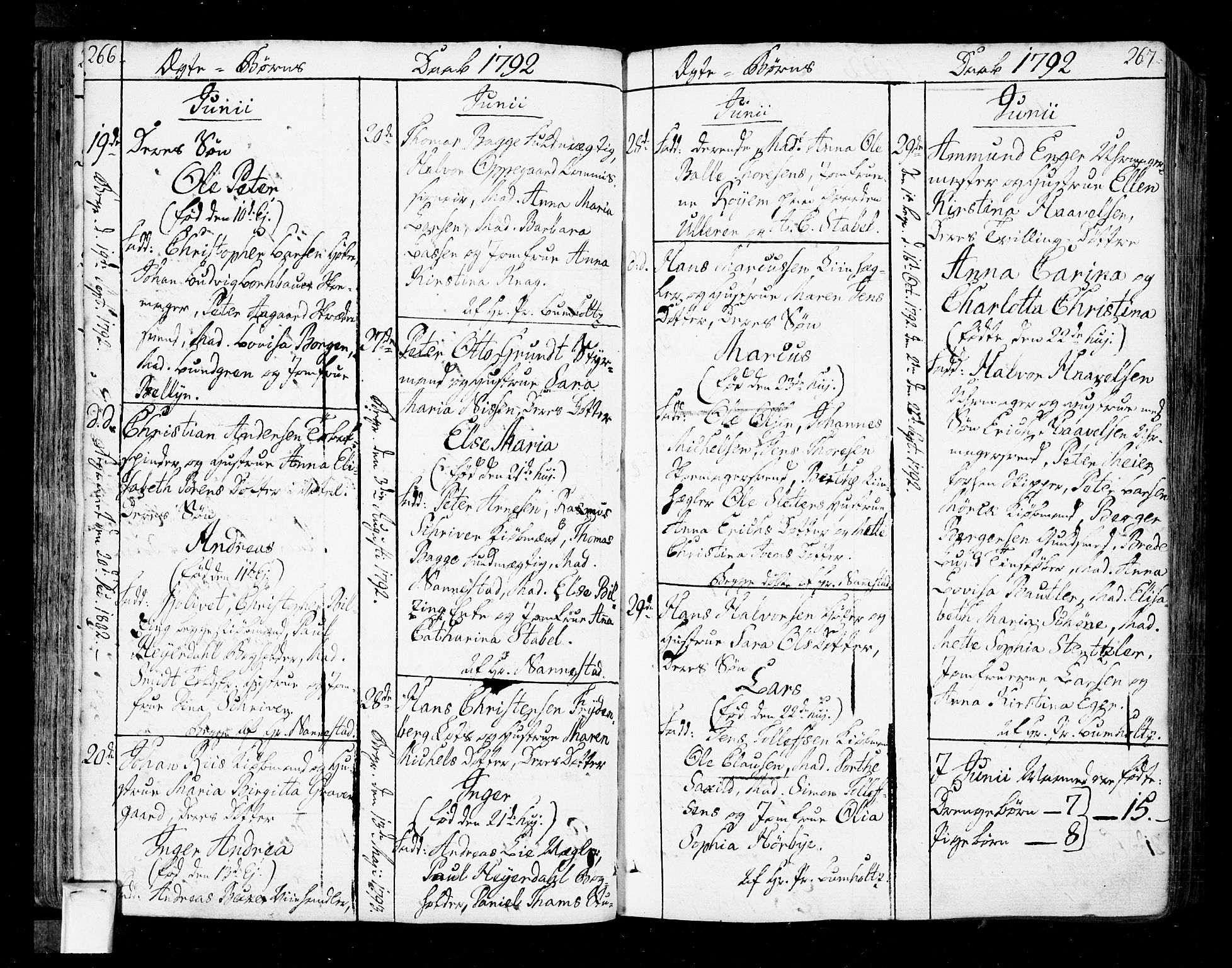 Oslo domkirke Kirkebøker, SAO/A-10752/F/Fa/L0005: Parish register (official) no. 5, 1787-1806, p. 266-267