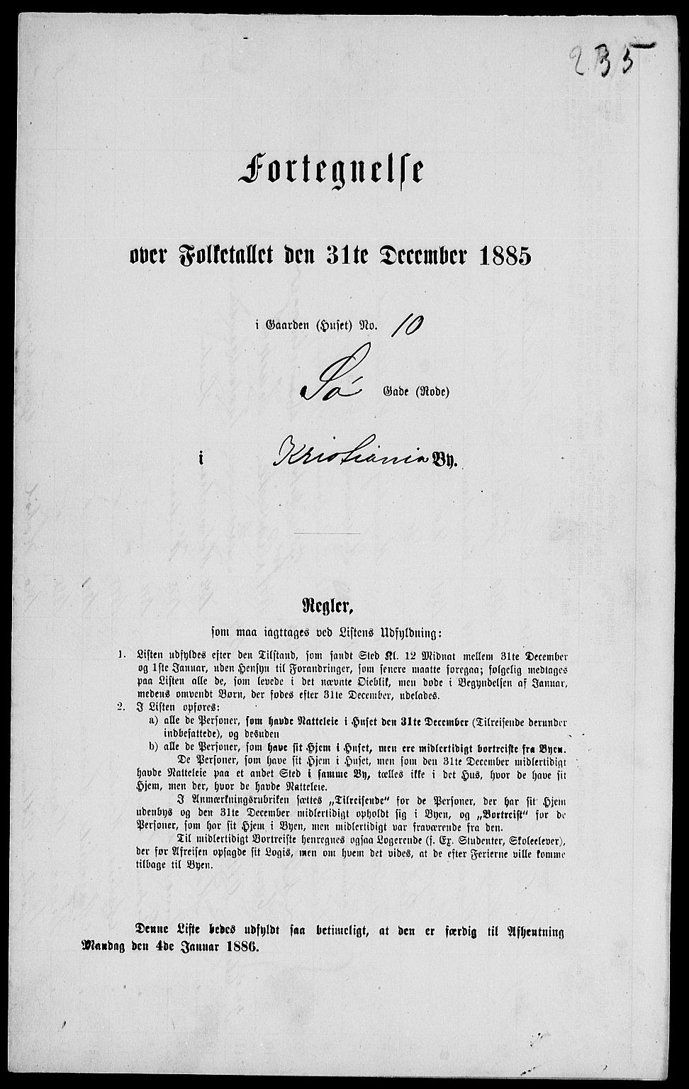 RA, 1885 census for 0301 Kristiania, 1885, p. 4422