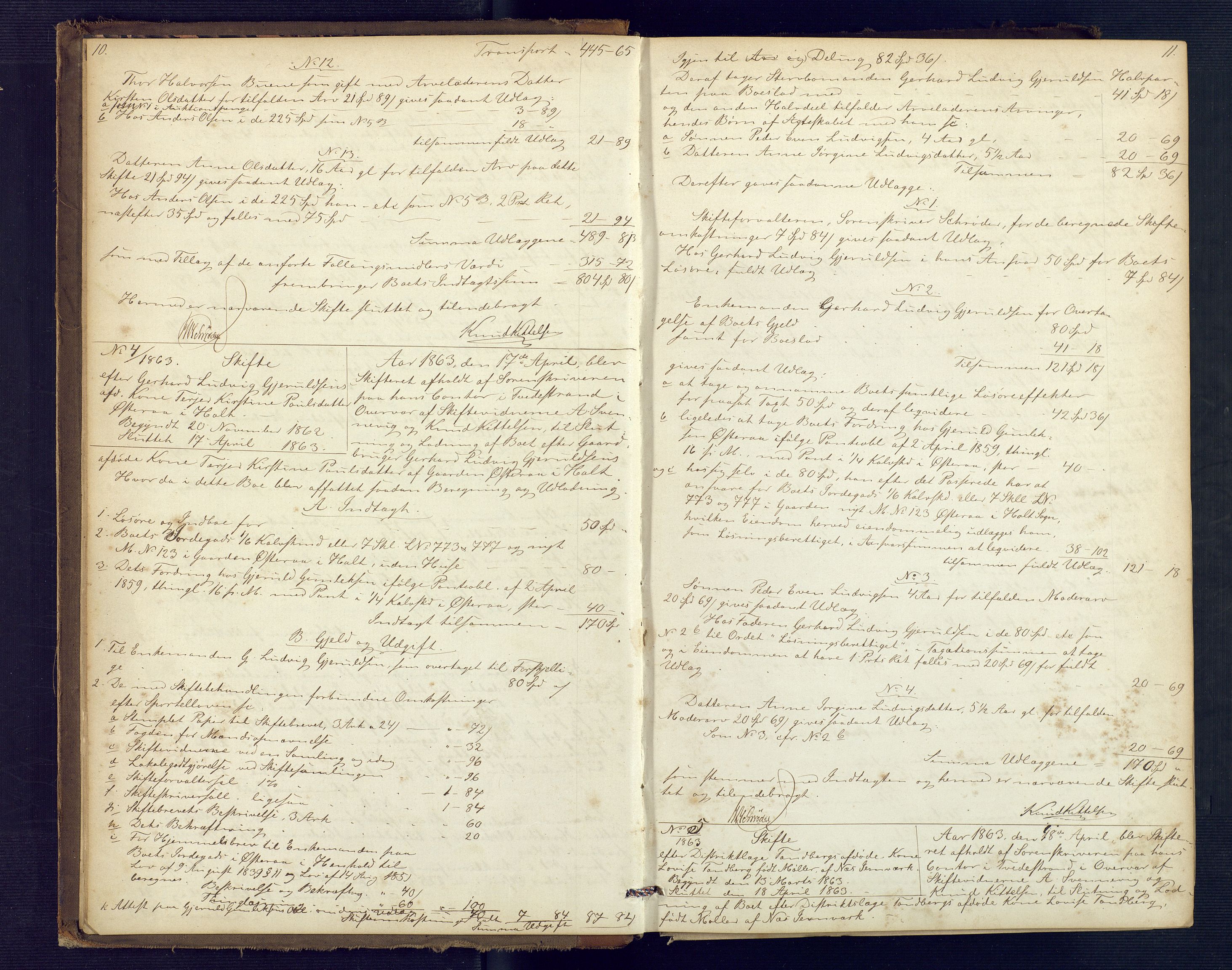 Holt sorenskriveri, AV/SAK-1221-0002/H/Hc/L0030: Skifteutlodningsprotokoll nr. 5, 1863-1869, p. 10-11