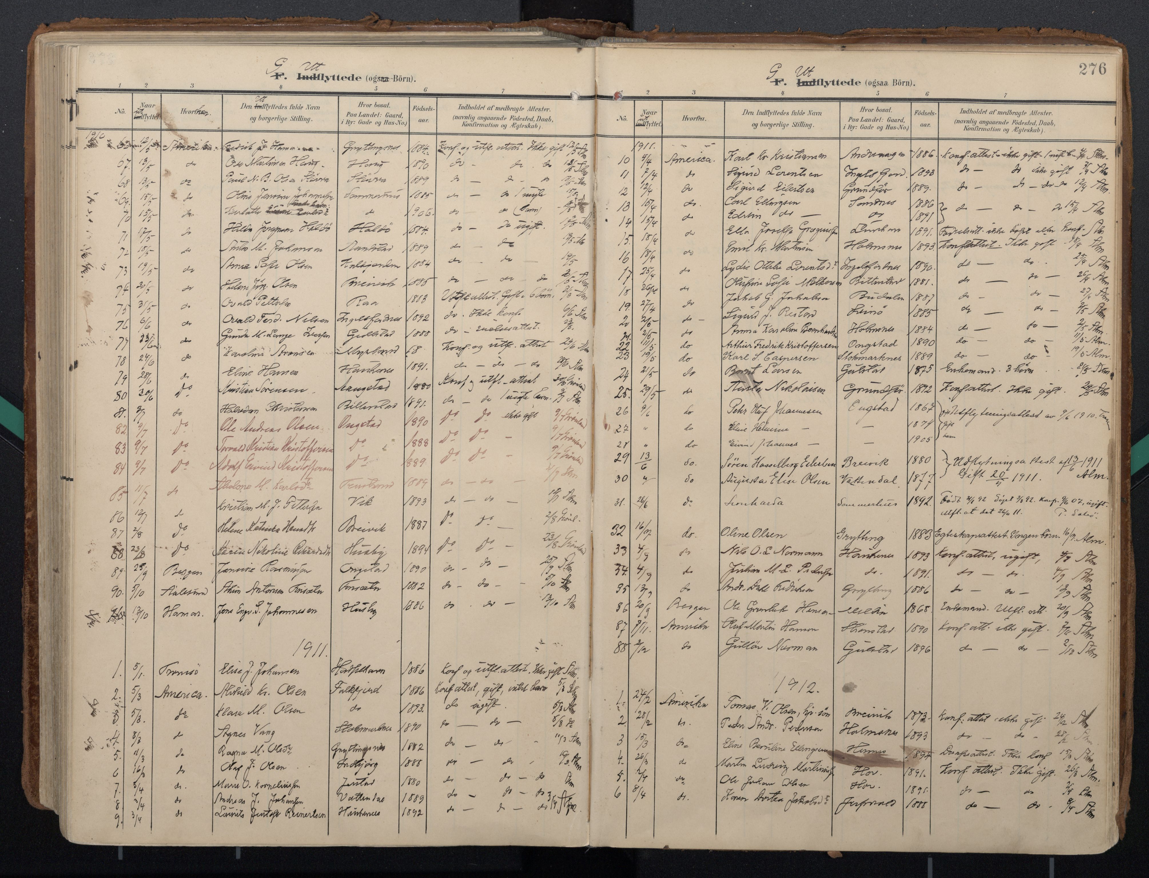 Ministerialprotokoller, klokkerbøker og fødselsregistre - Nordland, AV/SAT-A-1459/888/L1248: Parish register (official) no. 888A14, 1904-1913, p. 276