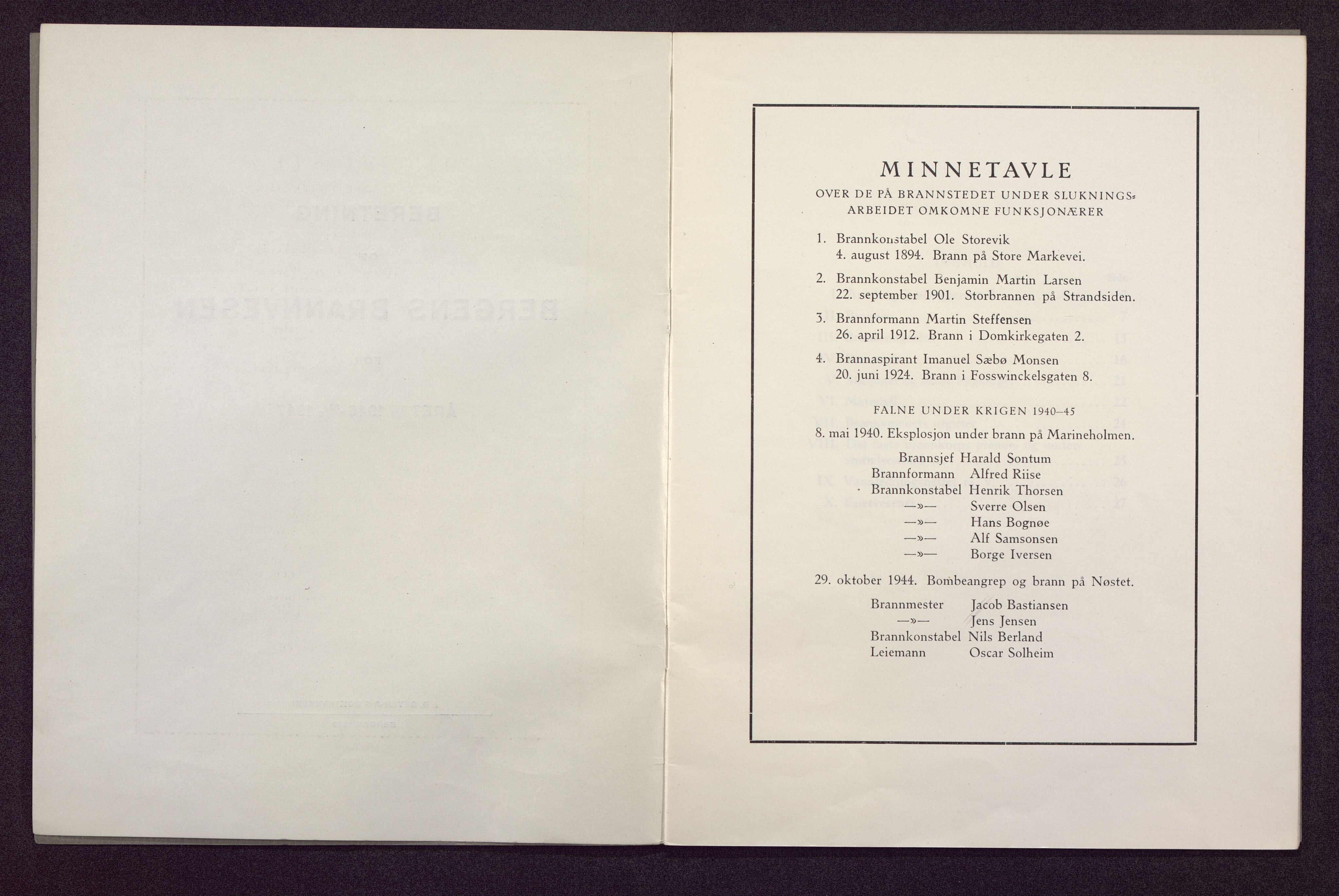 Bergen kommune. Brannvesenet (1863-1971), BBA/A-1181/X/Xa/L0016: Årsberetning, 1946-1947