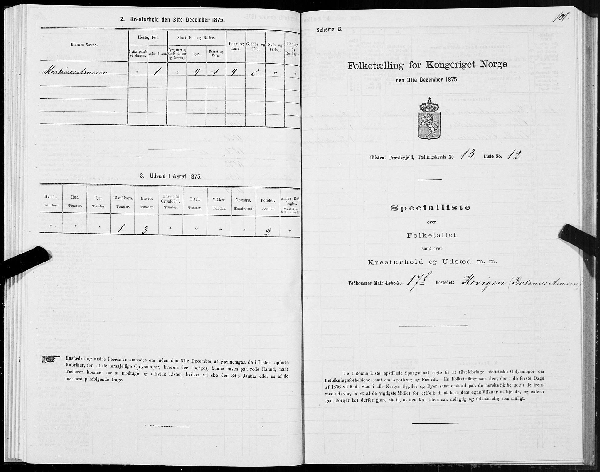 SAT, 1875 census for 1516P Ulstein, 1875, p. 5101