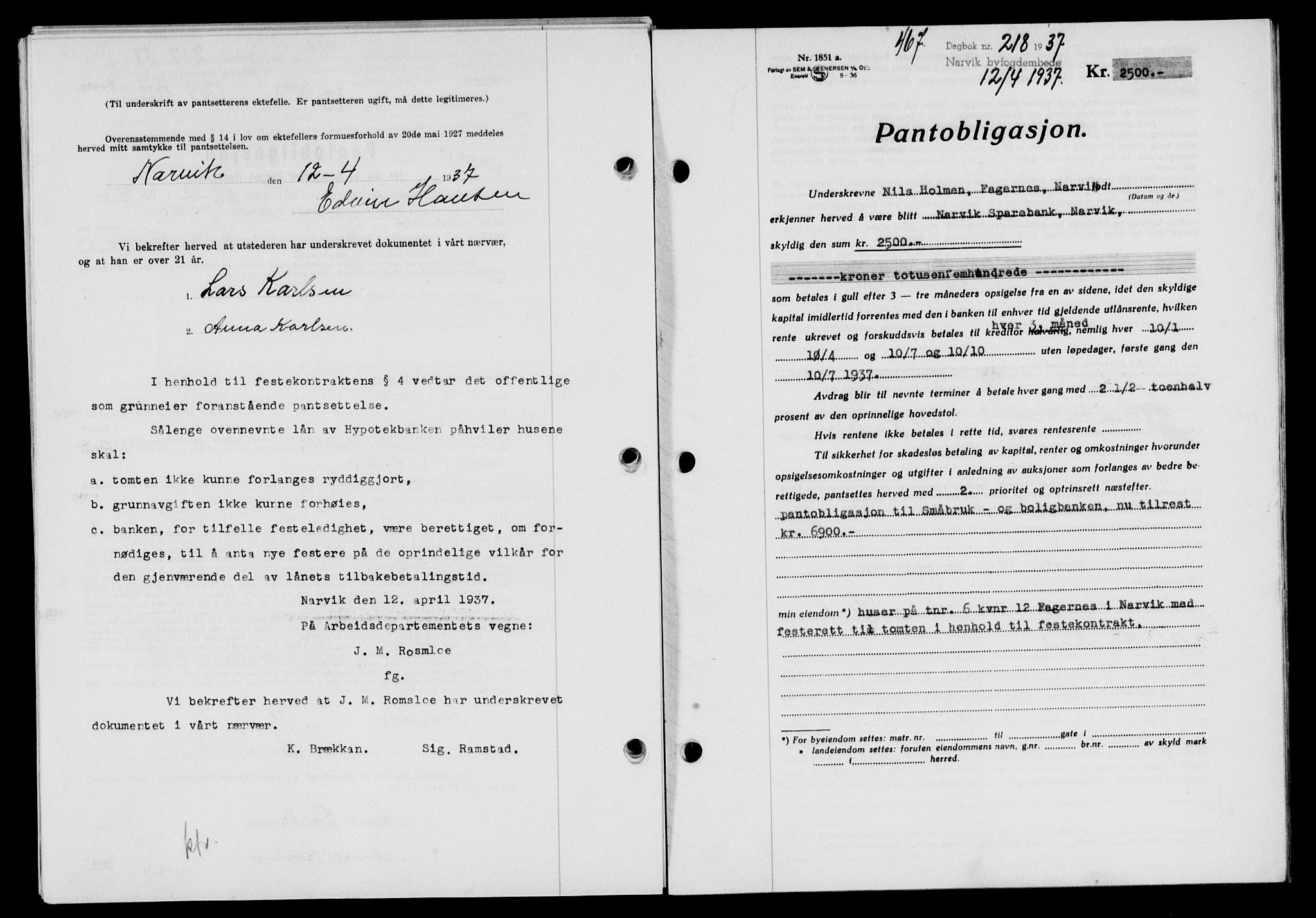 Narvik sorenskriveri, AV/SAT-A-0002/1/2/2C/2Ca/L0011: Mortgage book no. 14, 1935-1937, Deed date: 12.04.1937