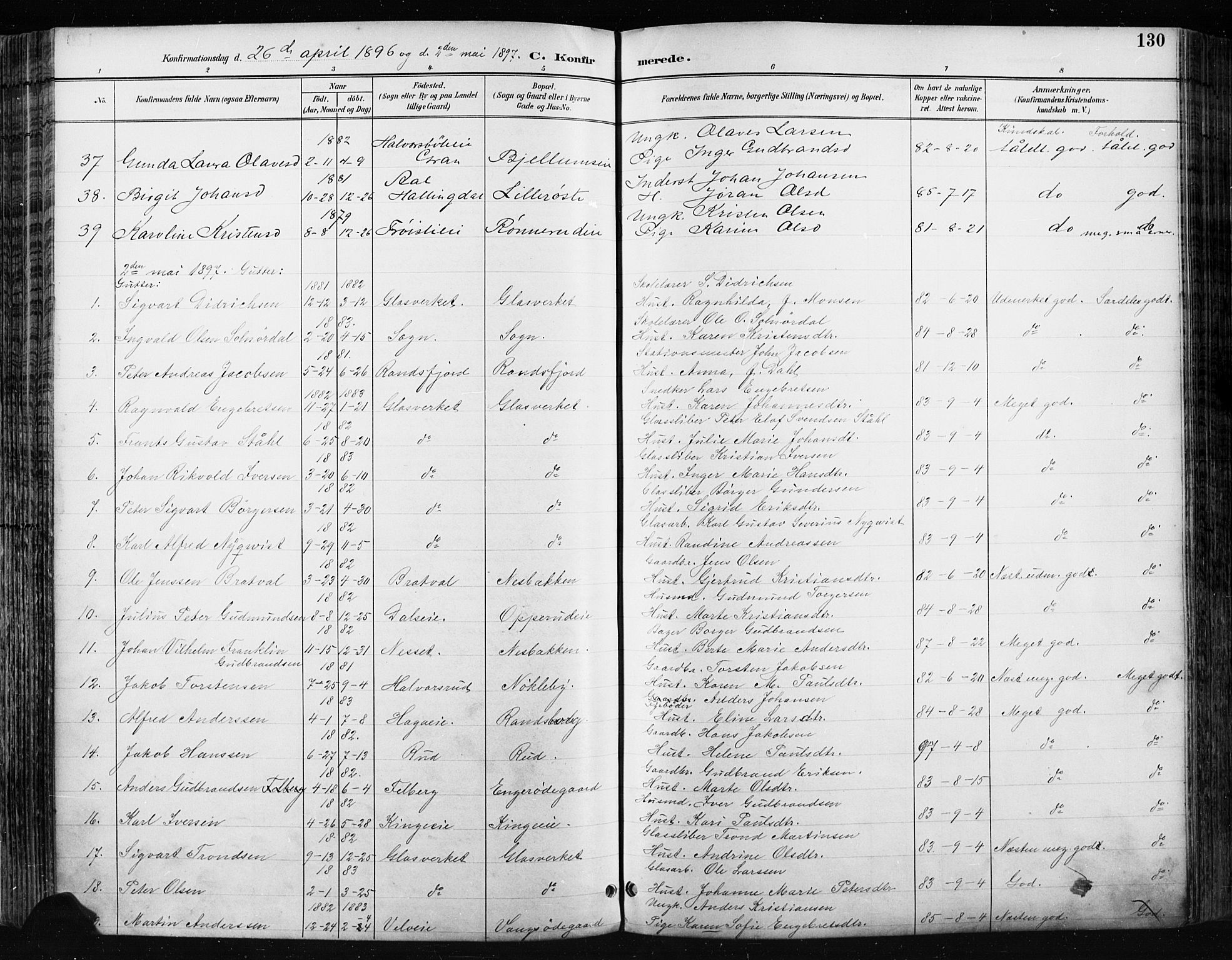 Jevnaker prestekontor, SAH/PREST-116/H/Ha/Haa/L0009: Parish register (official) no. 9, 1891-1901, p. 131