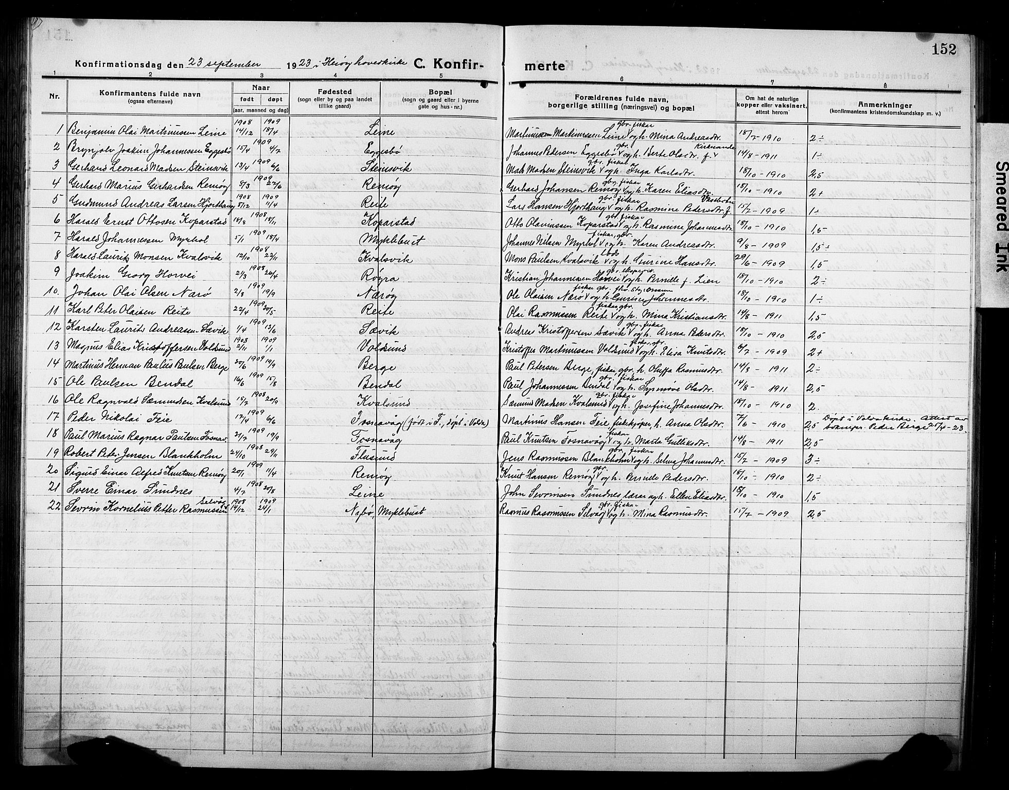 Ministerialprotokoller, klokkerbøker og fødselsregistre - Møre og Romsdal, AV/SAT-A-1454/507/L0084: Parish register (copy) no. 507C07, 1919-1932, p. 152