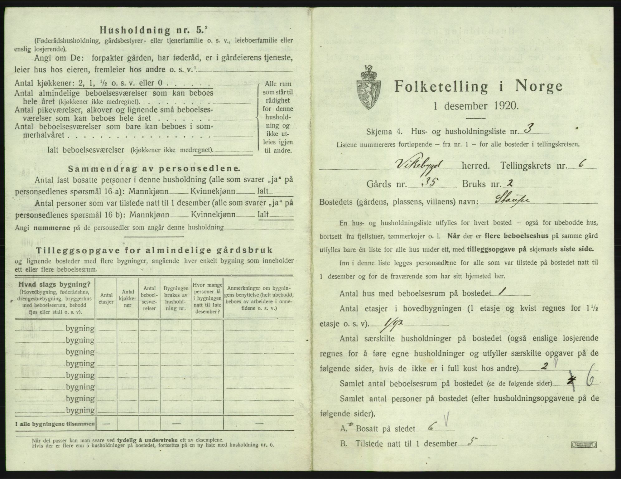 SAB, 1920 census for Vikebygd, 1920, p. 369