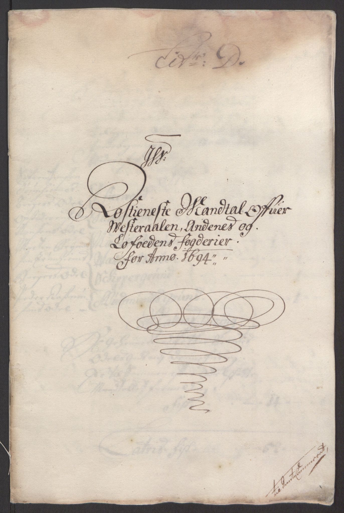 Rentekammeret inntil 1814, Reviderte regnskaper, Fogderegnskap, RA/EA-4092/R67/L4677: Fogderegnskap Vesterålen, Andenes og Lofoten, 1694-1695, p. 70