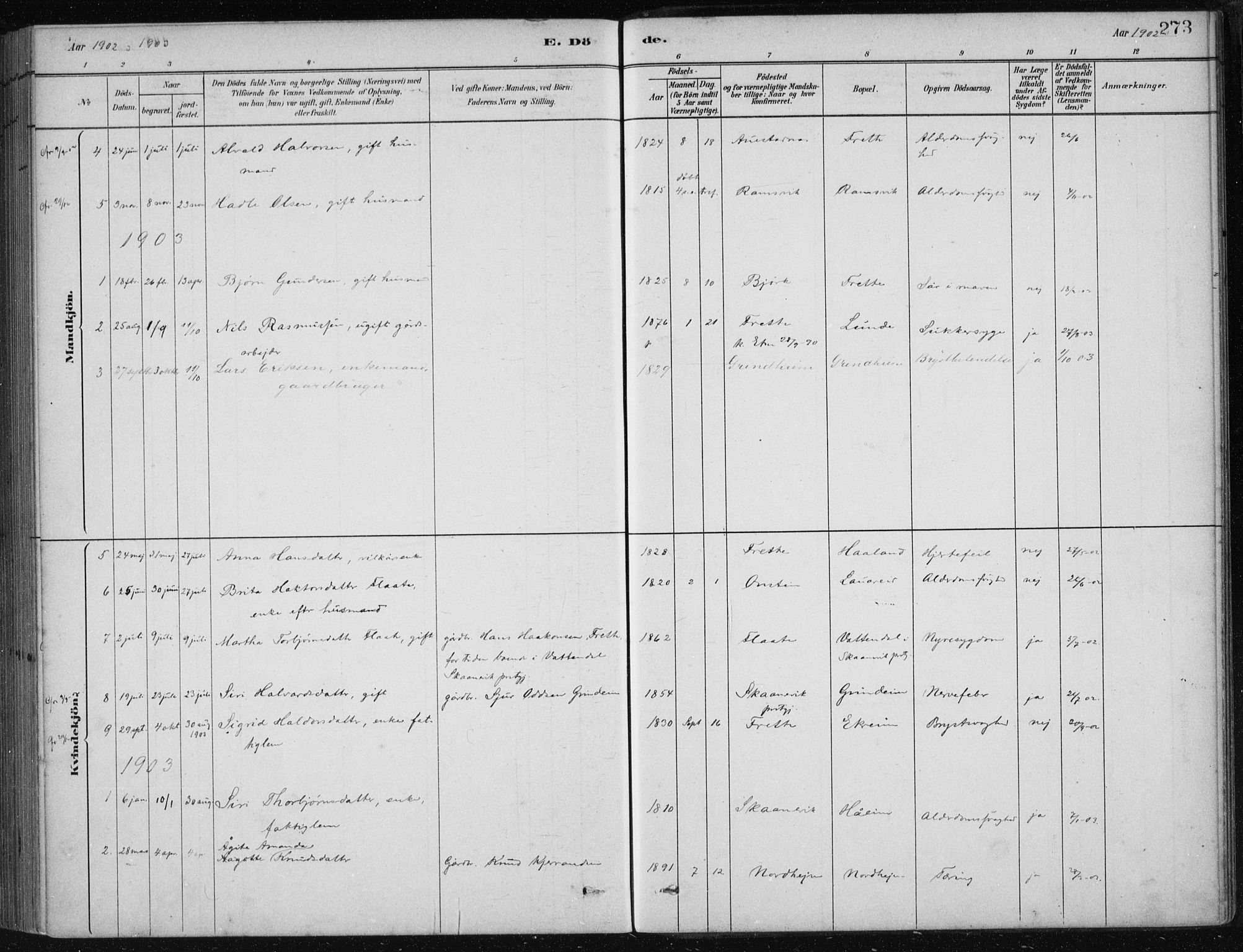 Etne sokneprestembete, SAB/A-75001/H/Haa: Parish register (official) no. D  1, 1879-1919, p. 273