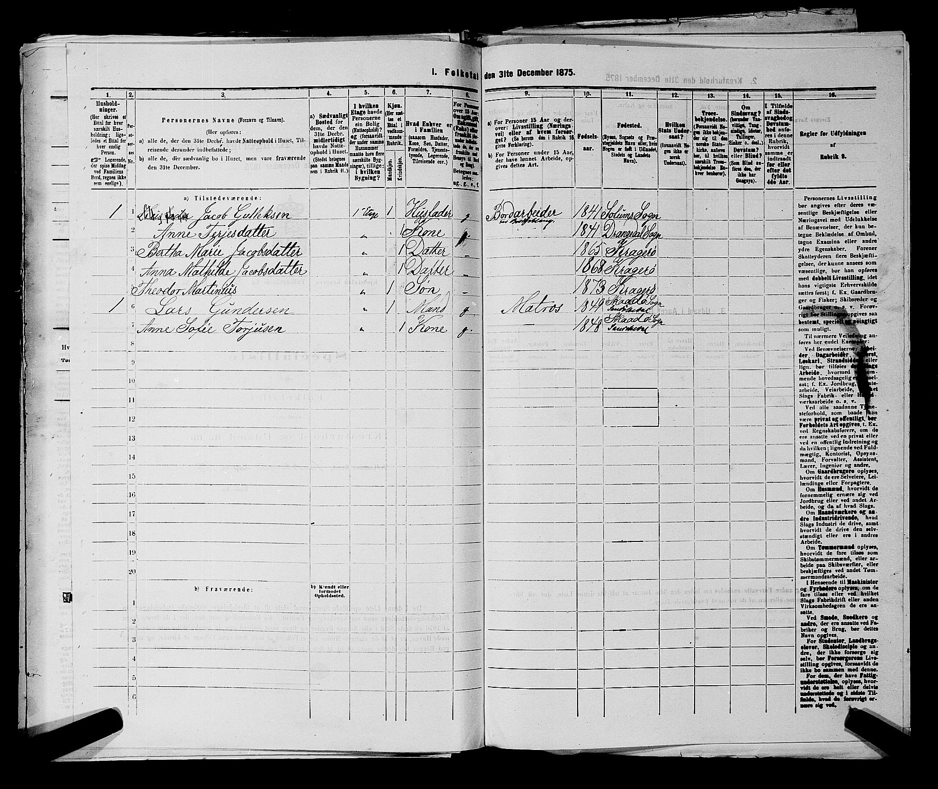 SAKO, 1875 census for 0801P Kragerø, 1875, p. 1210