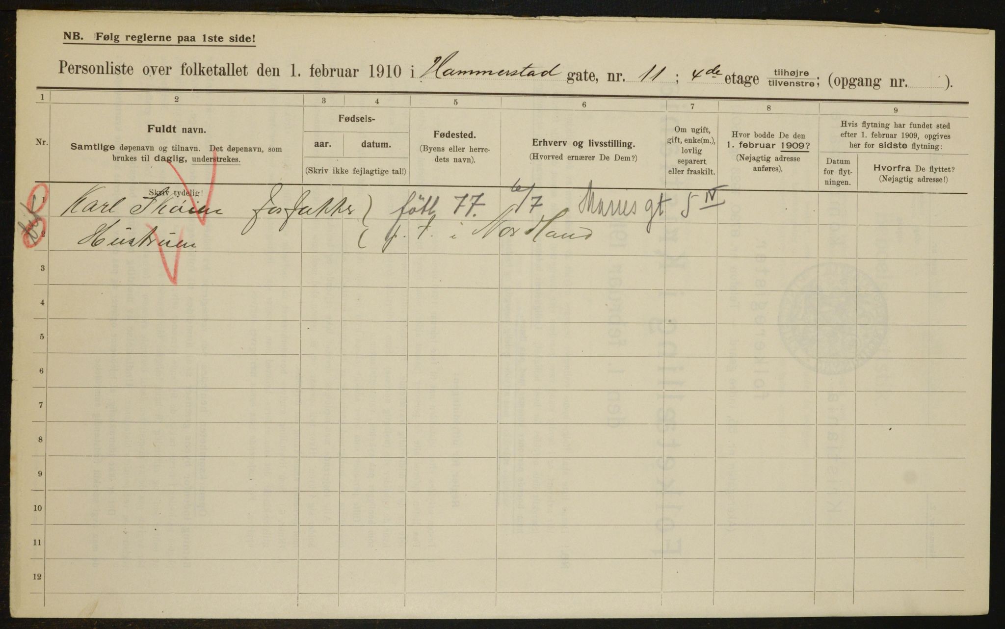 OBA, Municipal Census 1910 for Kristiania, 1910, p. 32571