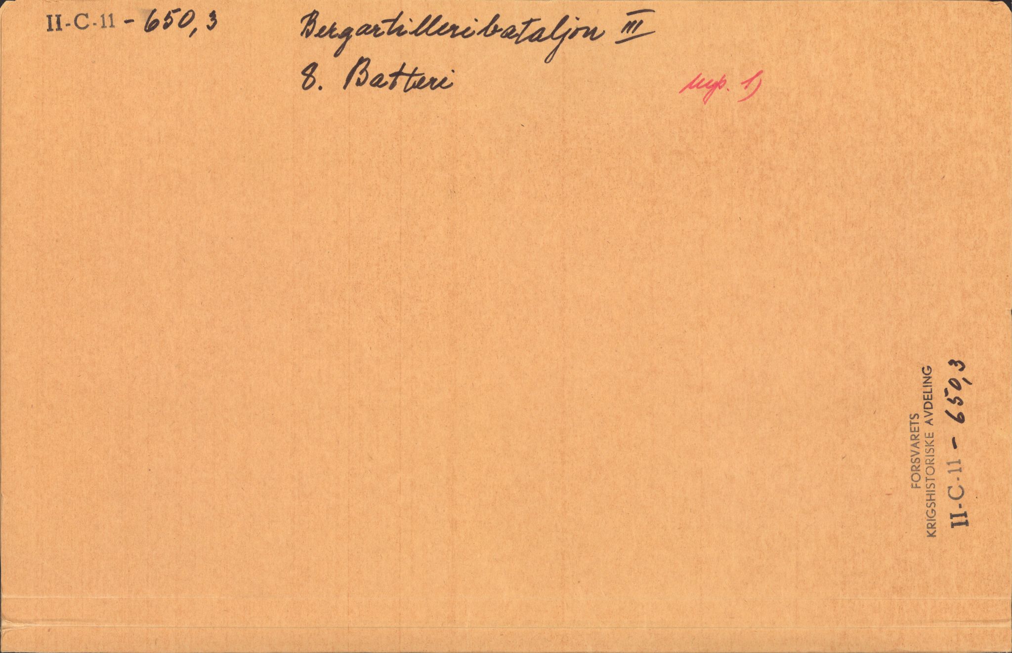 Forsvaret, Forsvarets krigshistoriske avdeling, RA/RAFA-2017/Y/Yb/L0154: II-C-11-650-657  -  6. Divisjon, 1940, p. 1