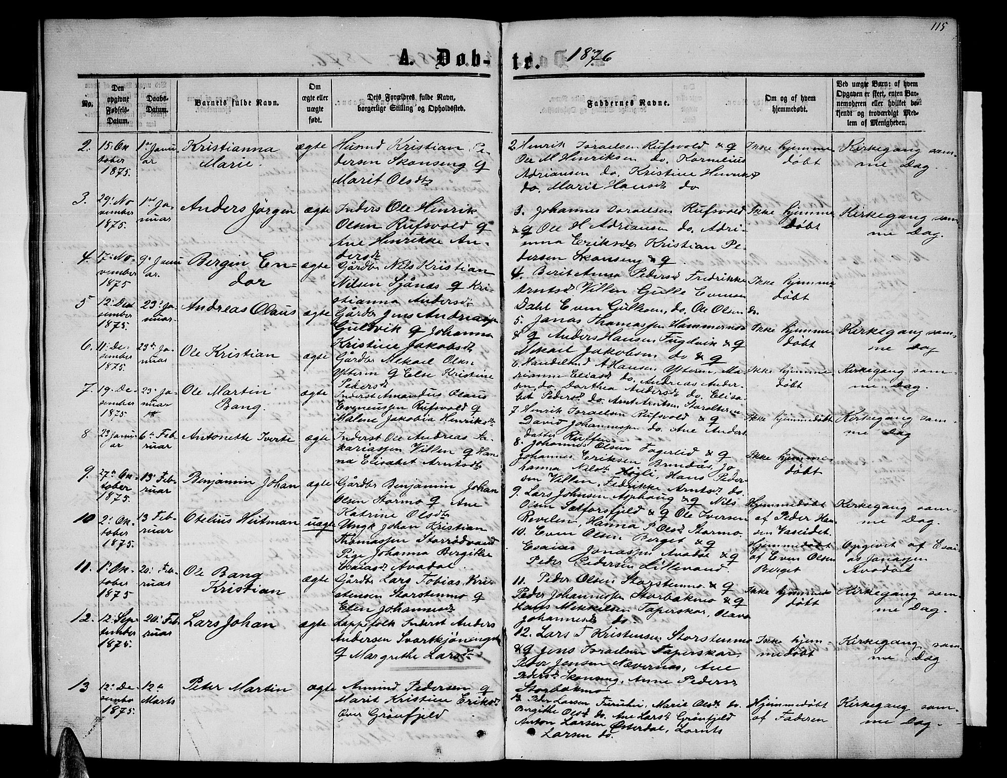 Ministerialprotokoller, klokkerbøker og fødselsregistre - Nordland, SAT/A-1459/827/L0415: Parish register (copy) no. 827C04, 1864-1886, p. 115