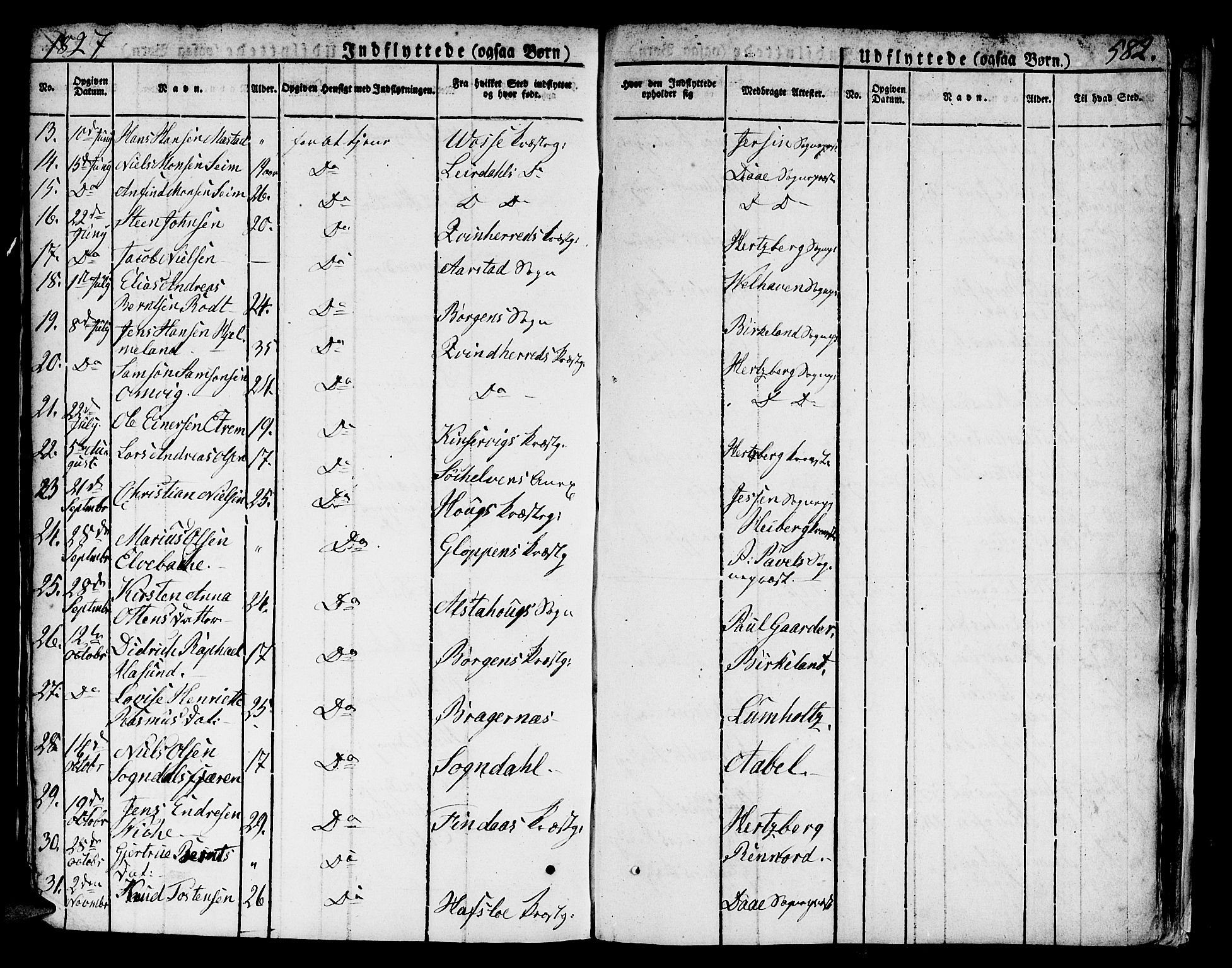 Domkirken sokneprestembete, SAB/A-74801/H/Hab/L0002: Parish register (copy) no. A 2, 1821-1839, p. 582