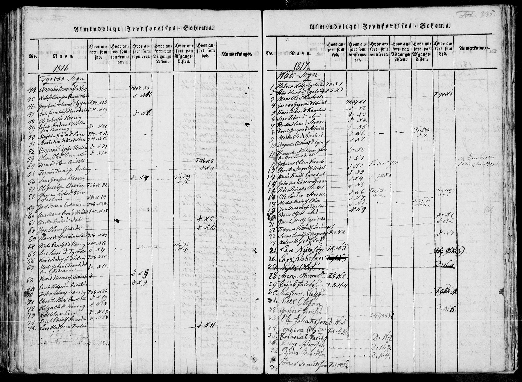 Skjold sokneprestkontor, SAST/A-101847/H/Ha/Haa/L0004: Parish register (official) no. A 4 /1, 1815-1830, p. 335