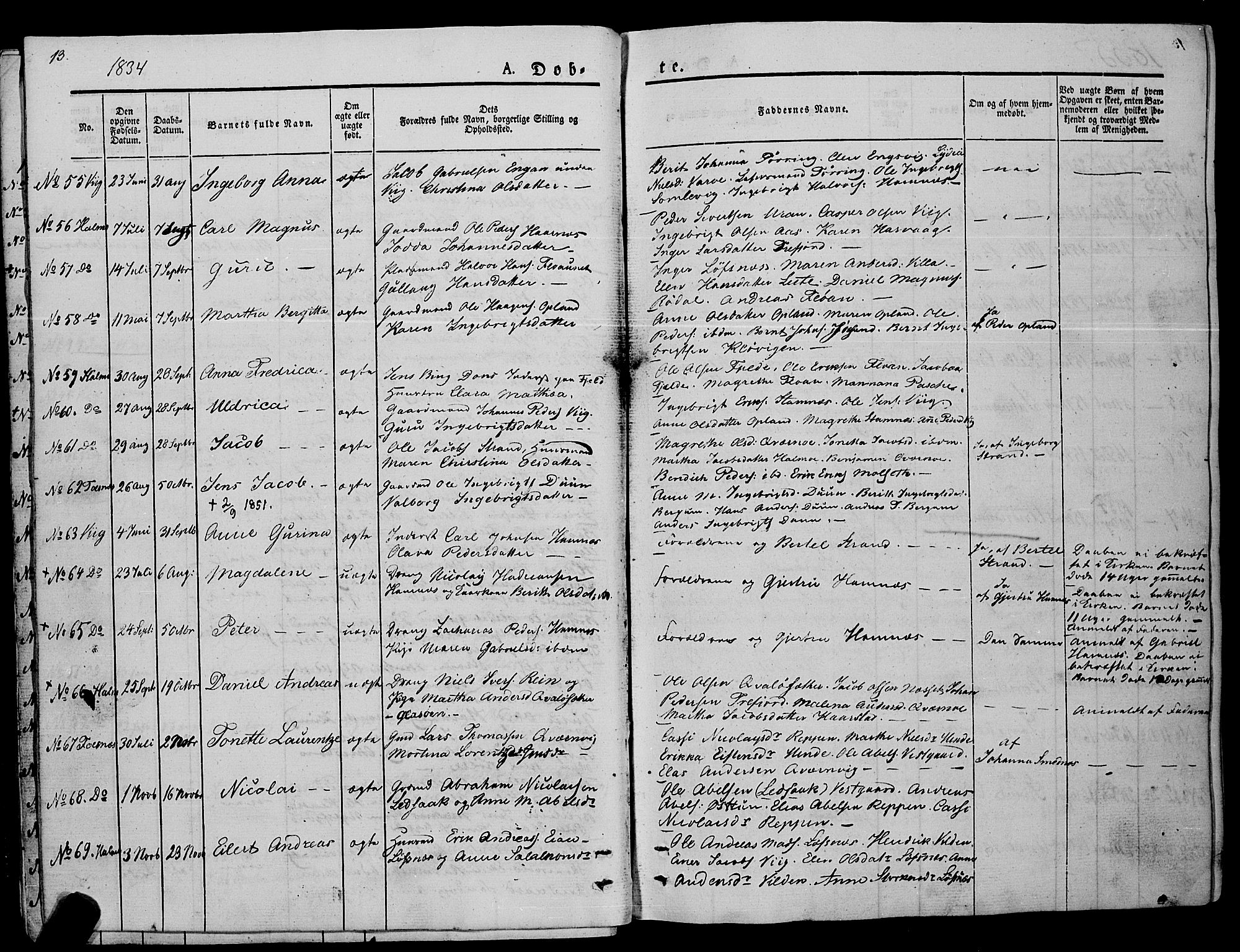 Ministerialprotokoller, klokkerbøker og fødselsregistre - Nord-Trøndelag, SAT/A-1458/773/L0614: Parish register (official) no. 773A05, 1831-1856, p. 13