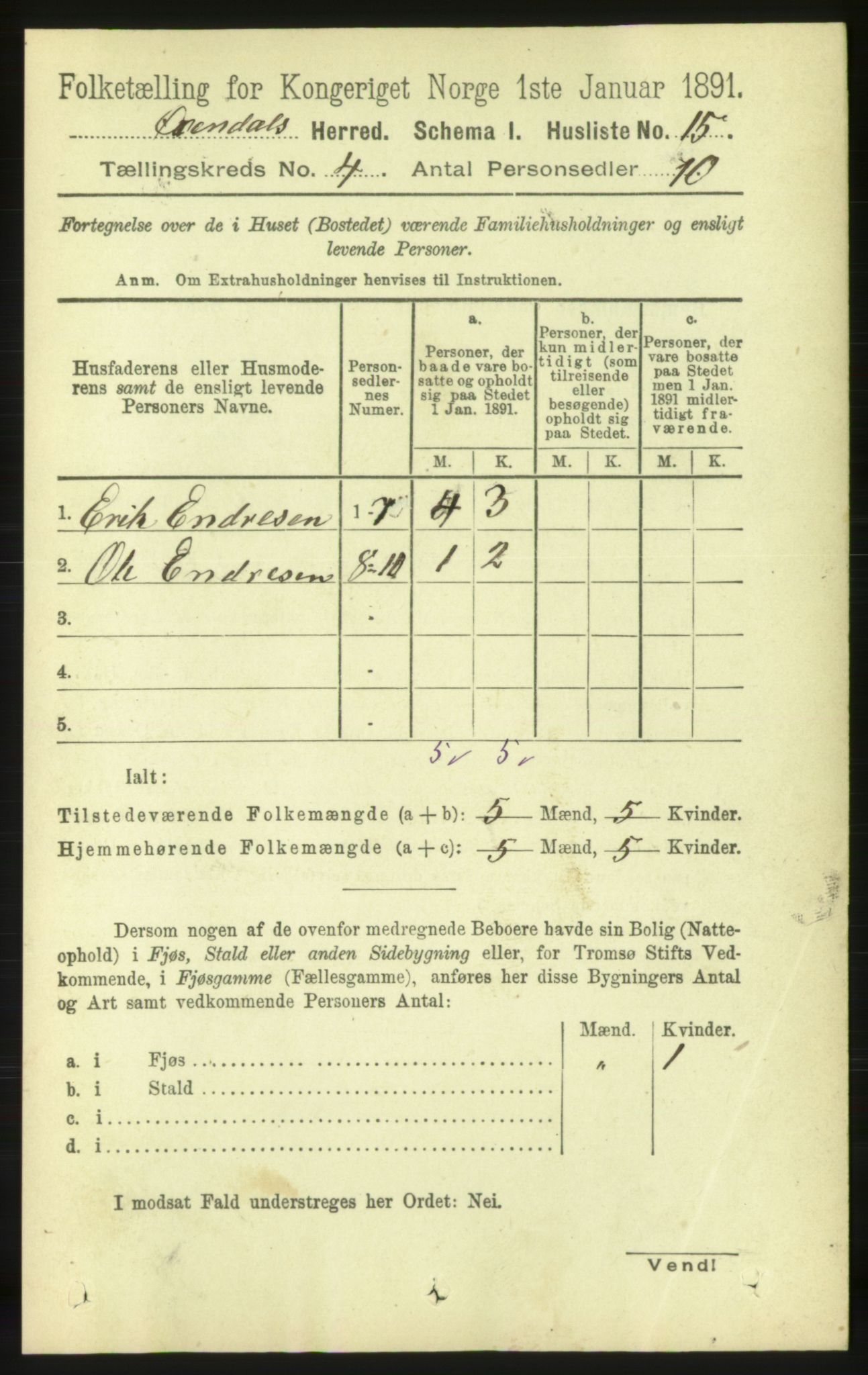 RA, 1891 census for 1561 Øksendal, 1891, p. 823