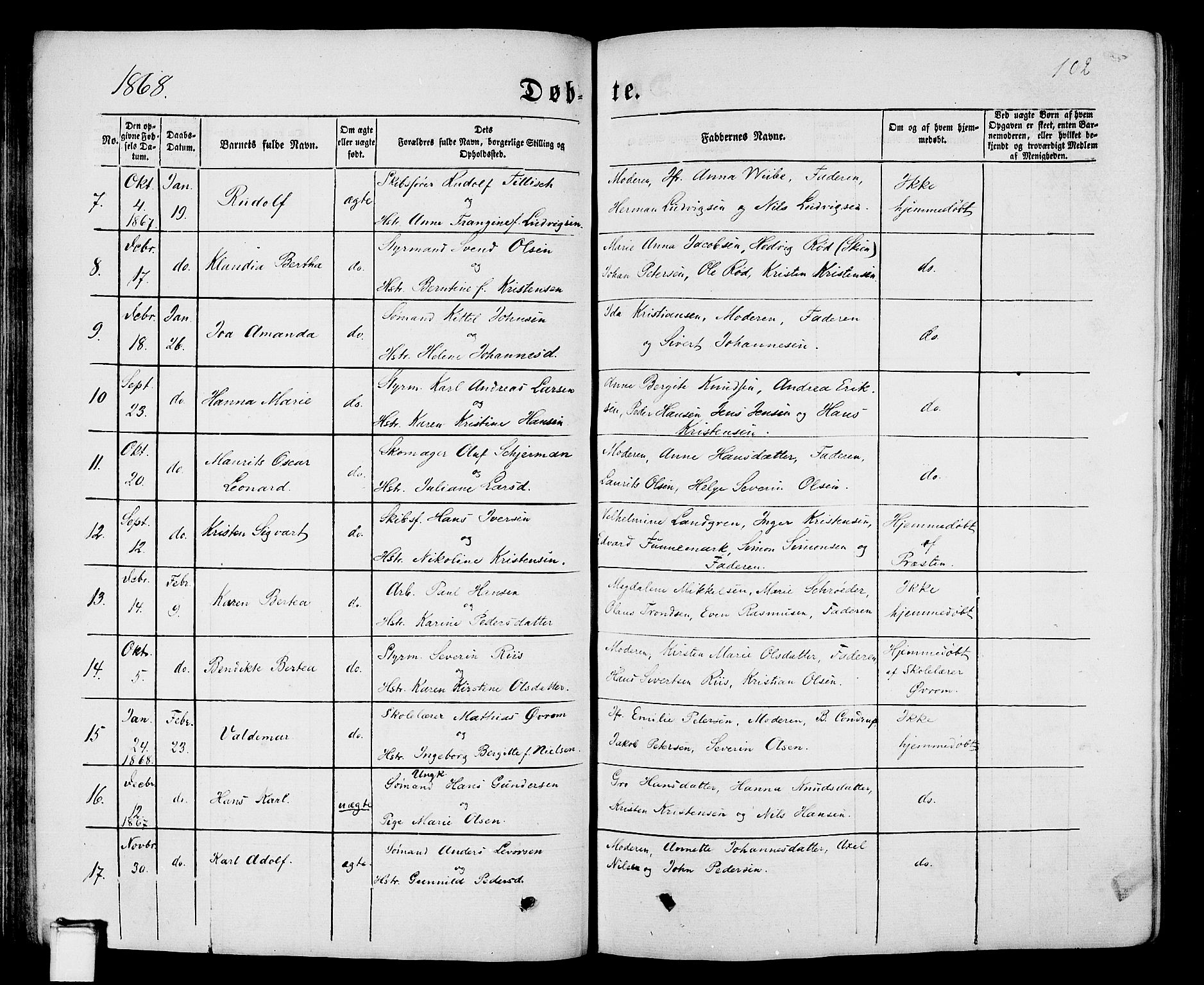 Porsgrunn kirkebøker , SAKO/A-104/G/Gb/L0004: Parish register (copy) no. II 4, 1853-1882, p. 102