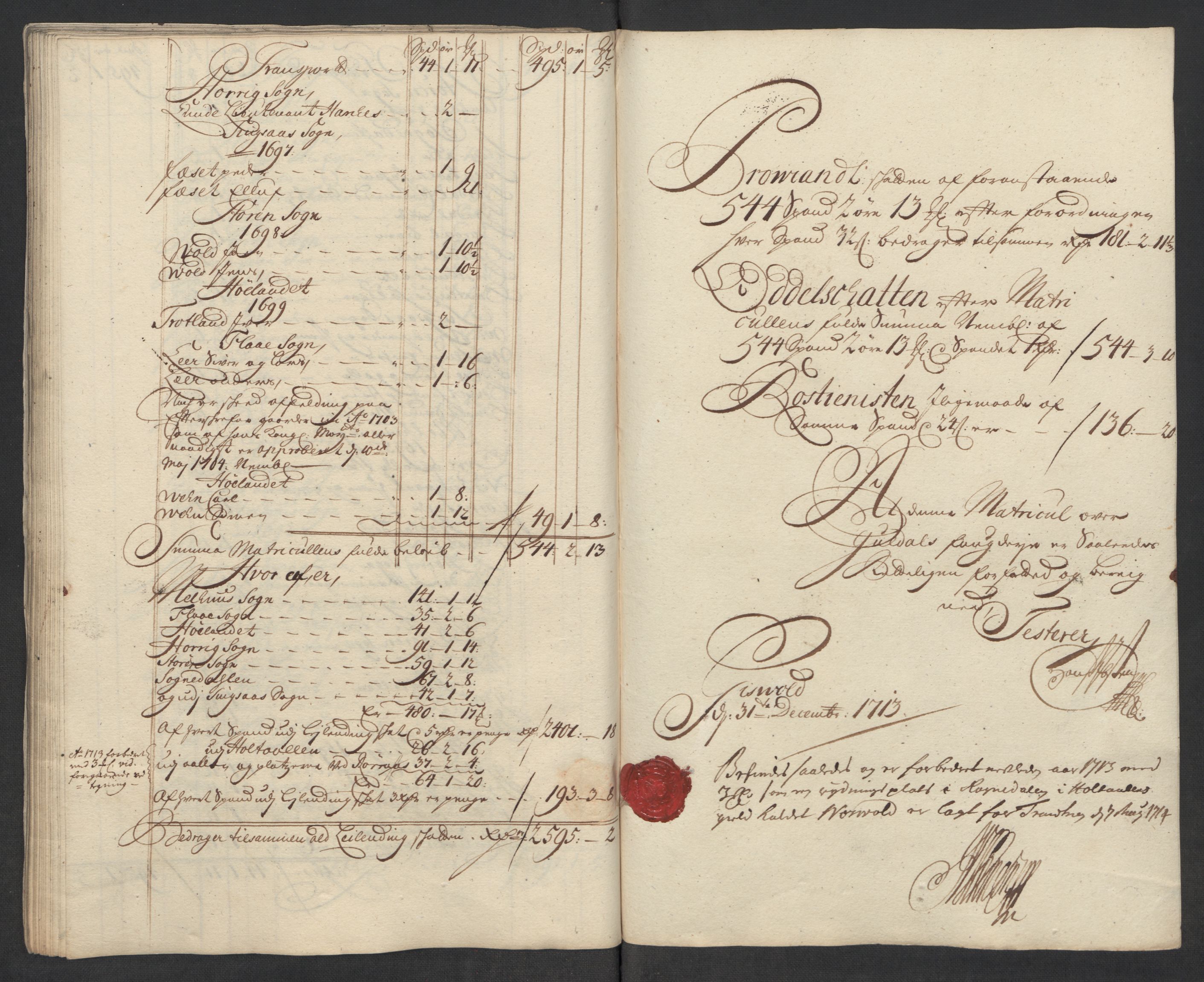 Rentekammeret inntil 1814, Reviderte regnskaper, Fogderegnskap, AV/RA-EA-4092/R60/L3964: Fogderegnskap Orkdal og Gauldal, 1713, p. 290