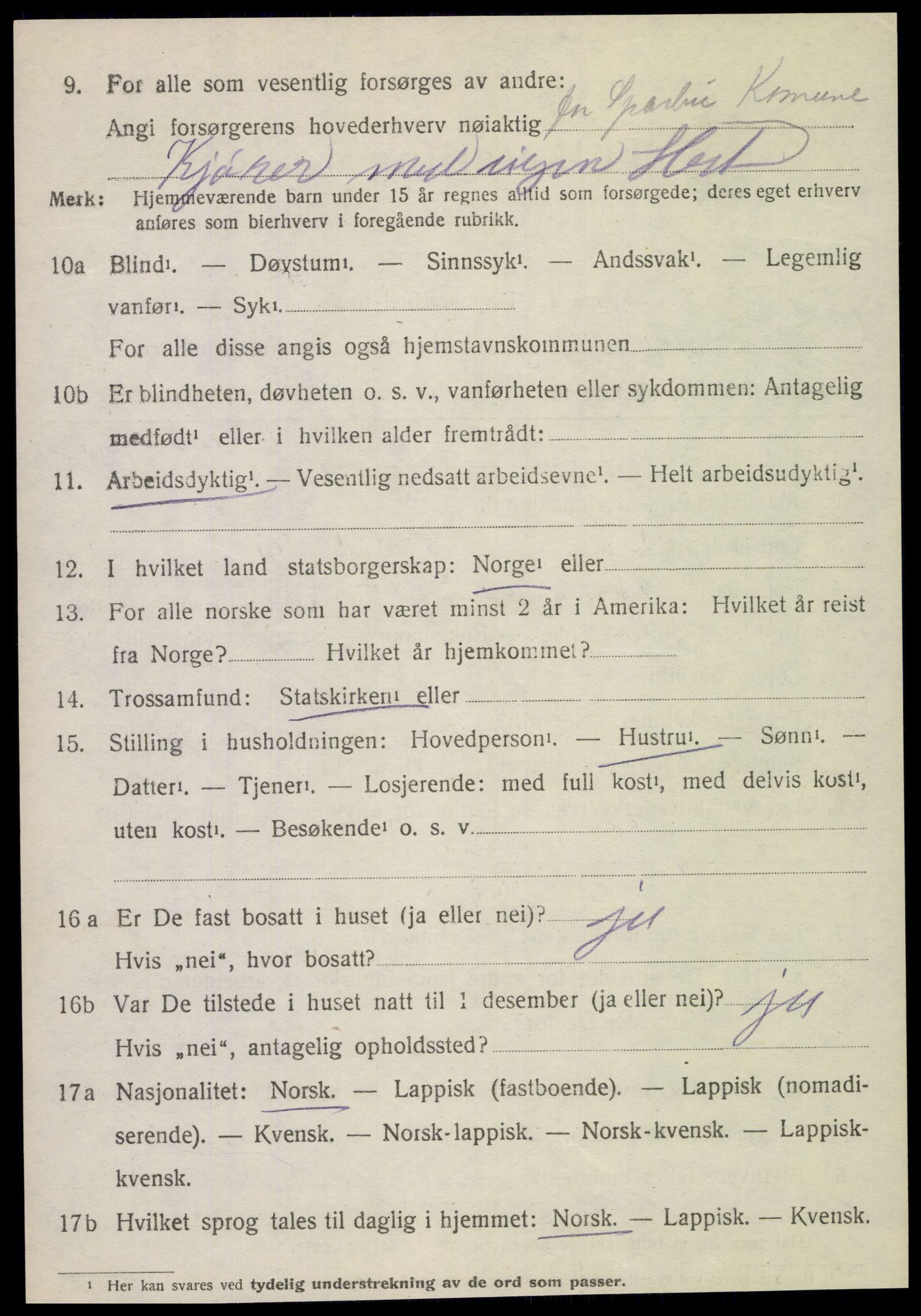 SAT, 1920 census for Sparbu, 1920, p. 5188