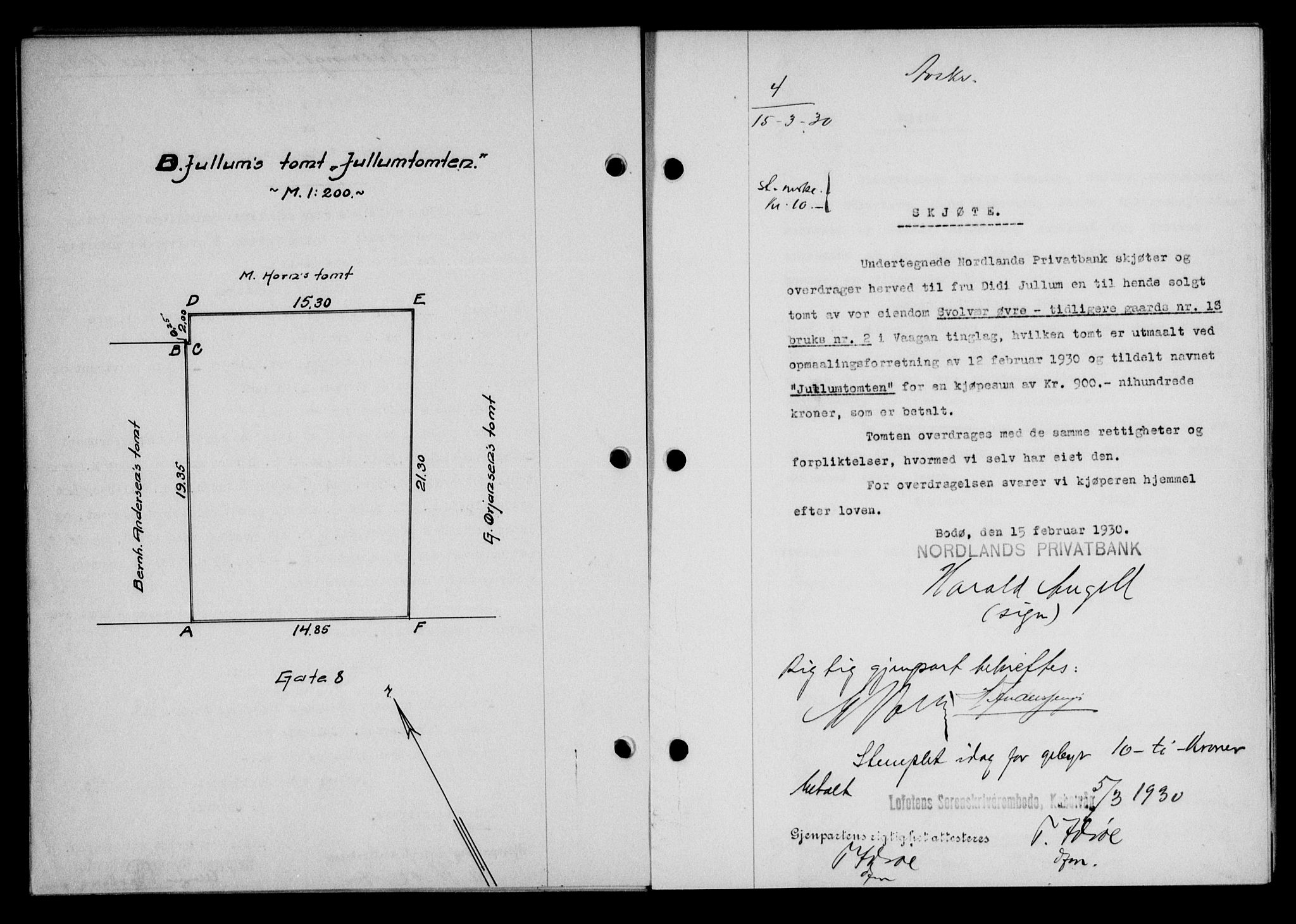 Lofoten sorenskriveri, SAT/A-0017/1/2/2C/L0021b: Mortgage book no. 21b, 1930-1930, Deed date: 15.03.1930