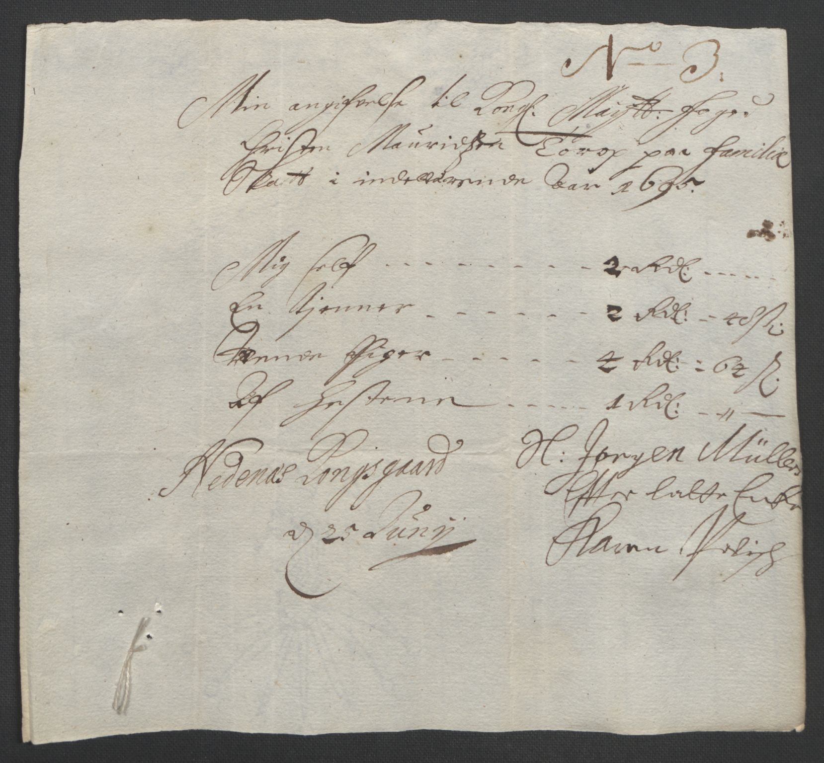 Rentekammeret inntil 1814, Reviderte regnskaper, Fogderegnskap, AV/RA-EA-4092/R39/L2312: Fogderegnskap Nedenes, 1693-1695, p. 277