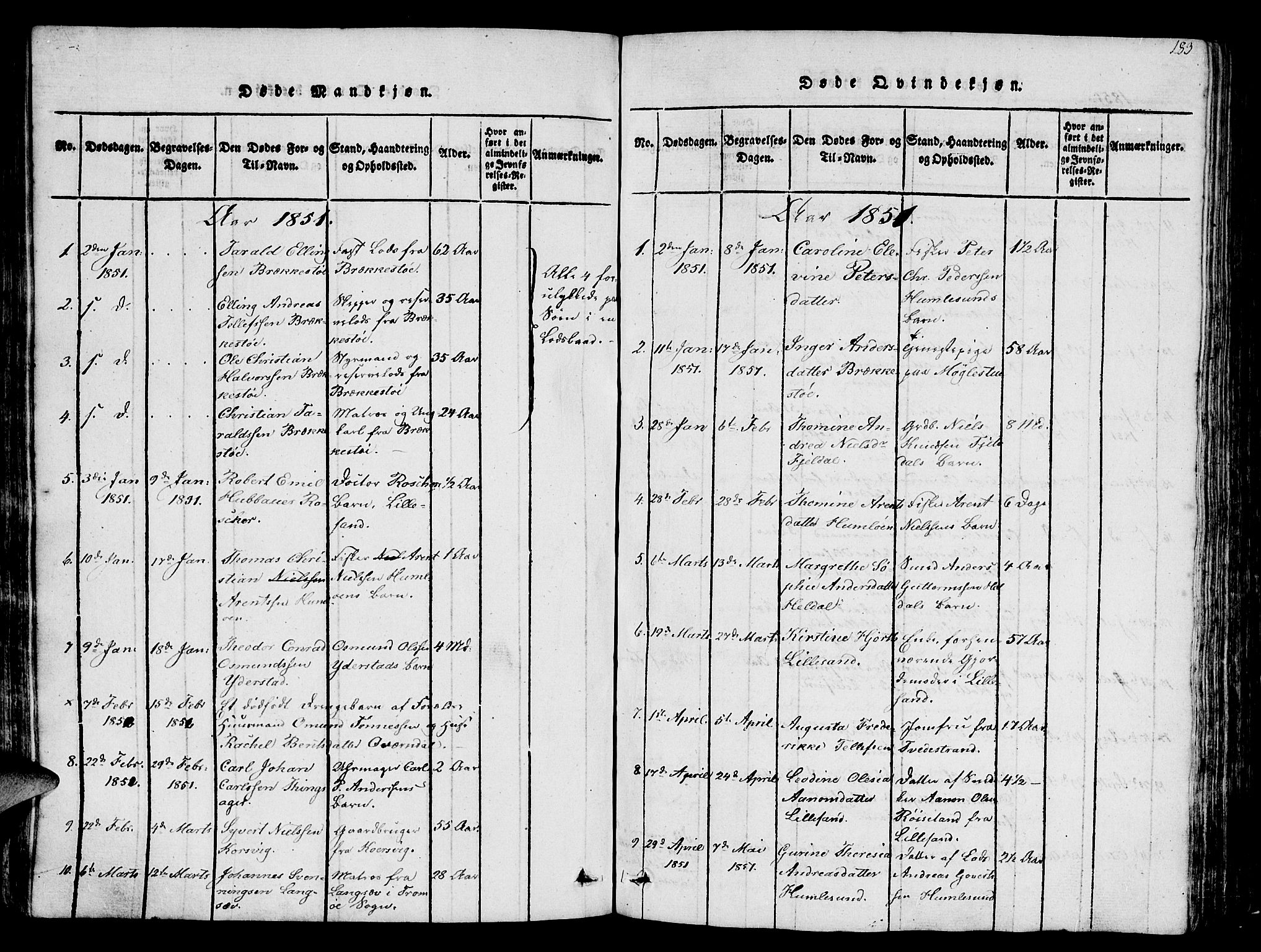 Vestre Moland sokneprestkontor, SAK/1111-0046/F/Fb/Fbb/L0001: Parish register (copy) no. B 1, 1816-1851, p. 183