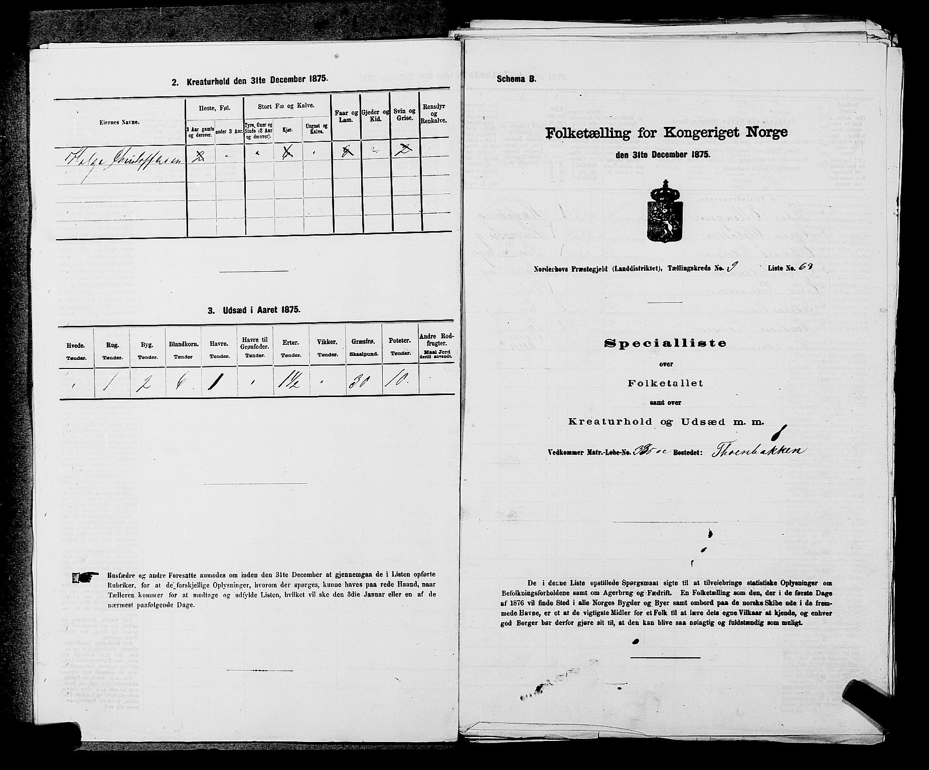 SAKO, 1875 census for 0613L Norderhov/Norderhov, Haug og Lunder, 1875, p. 1695